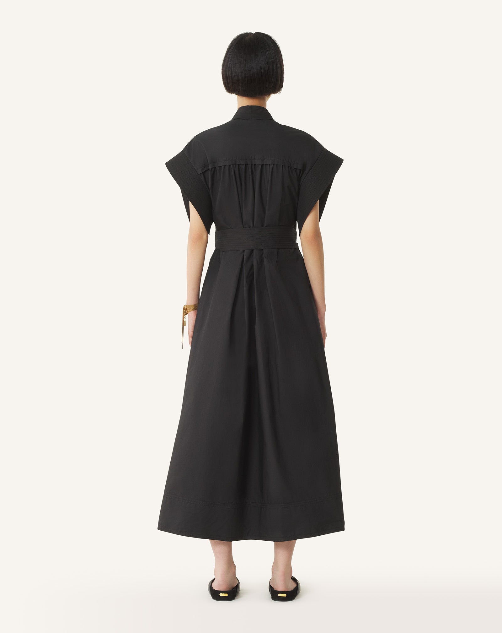 FLARED DRESS IN COTTON POPLIN