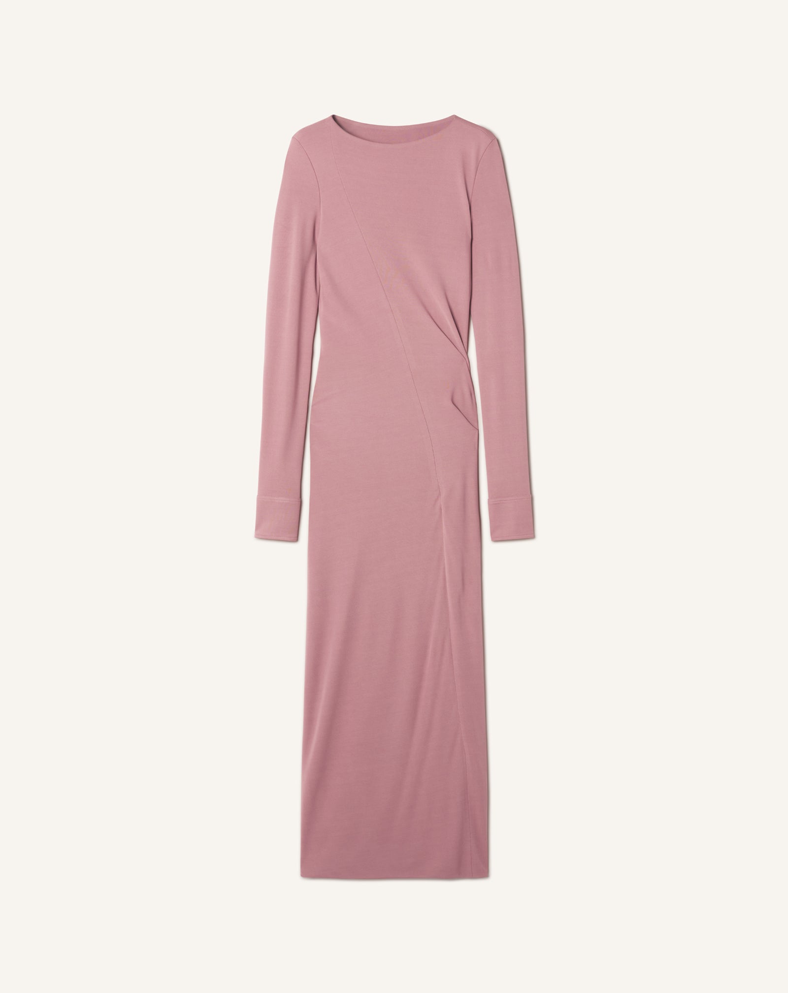 PINK LONG DRAPED DRESS IN CREPE JERSEY