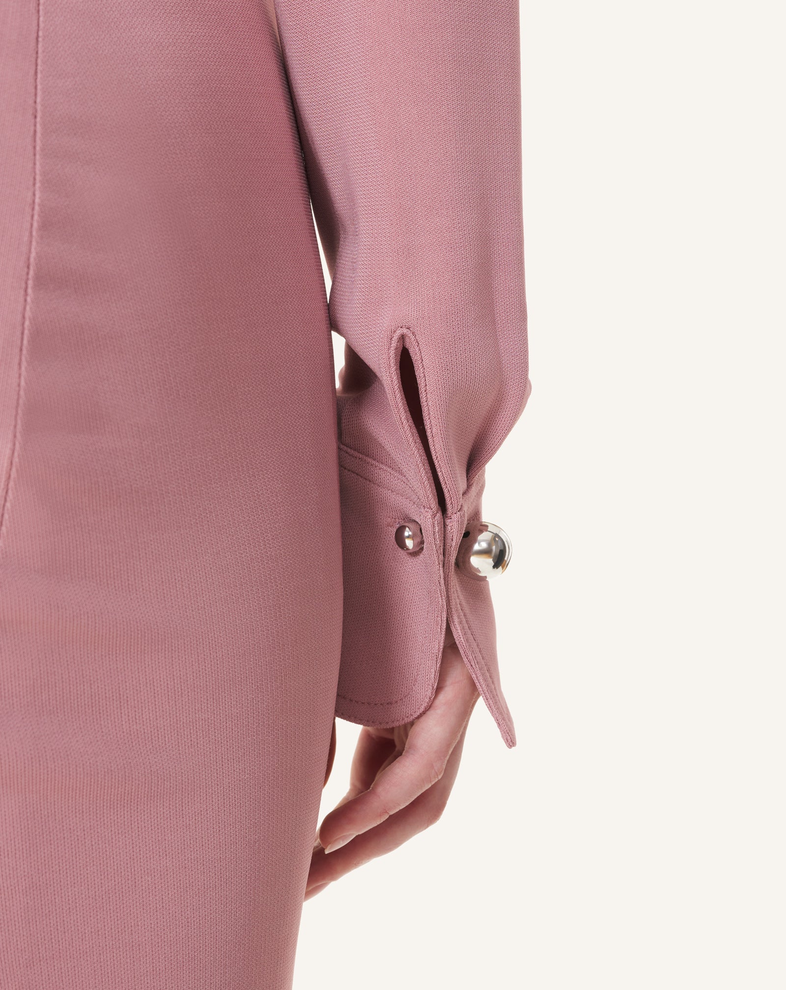 PINK LONG DRAPED DRESS IN CREPE JERSEY