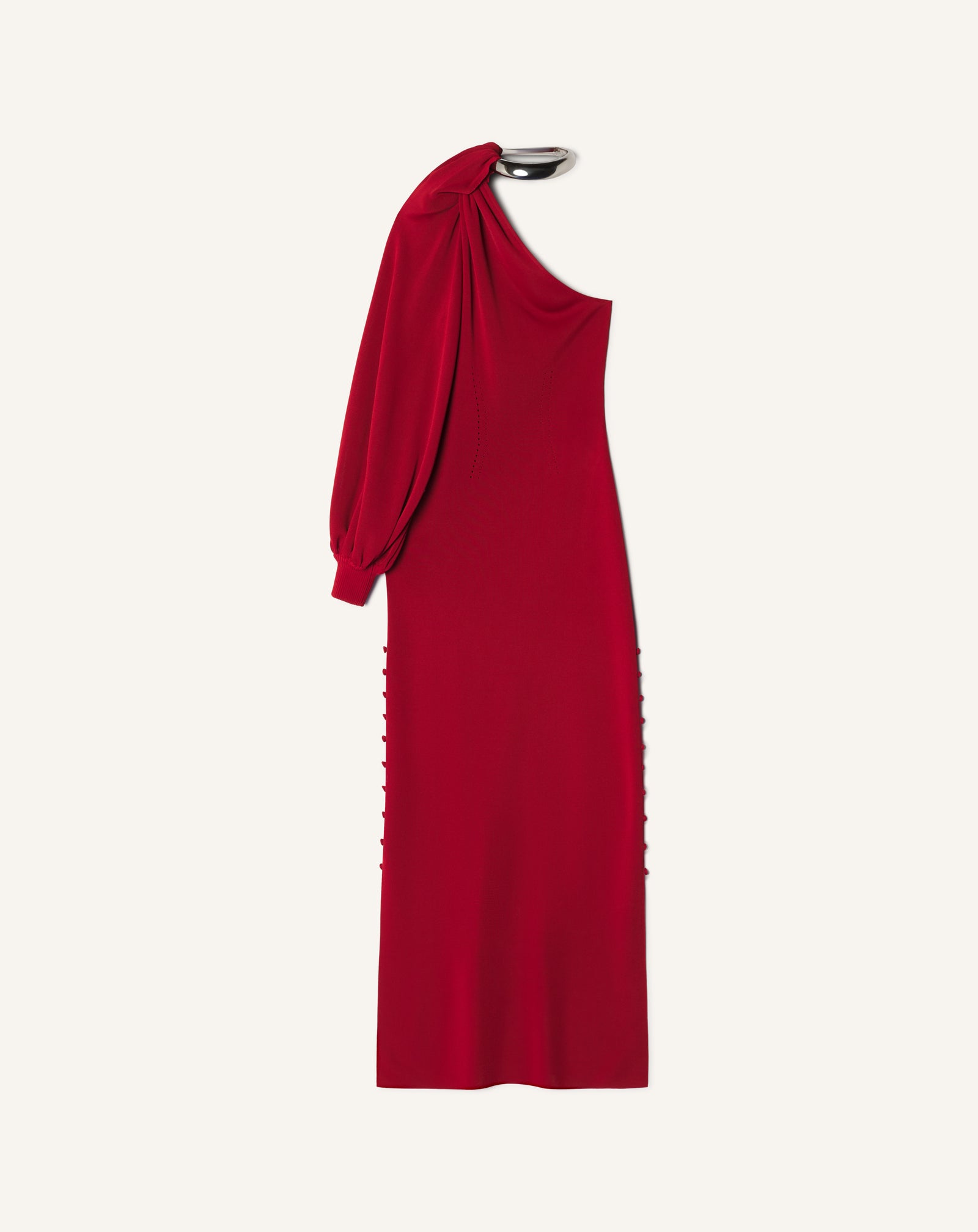 RED ASYMMETRICAL CHOKER DRESS IN VISCOSE