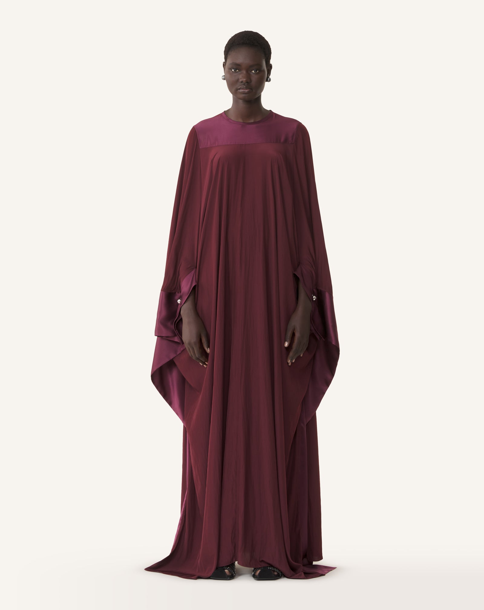 RED FULL-LENGTH CHARMEUSE DRESS
