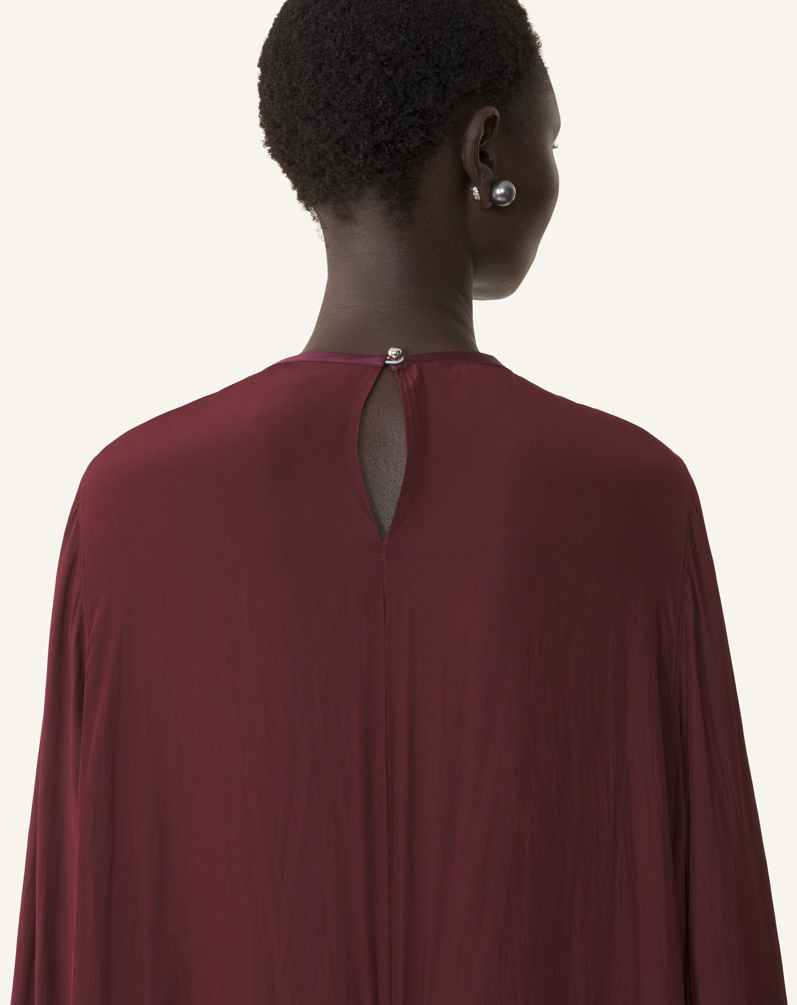 RED FULL-LENGTH CHARMEUSE DRESS