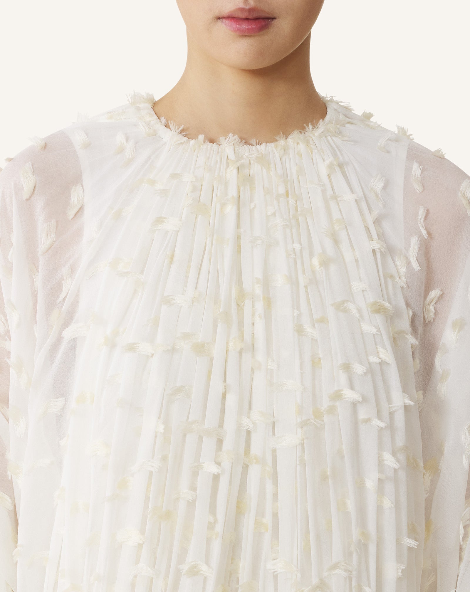 LONG DRESS IN PLUMETIS SILK