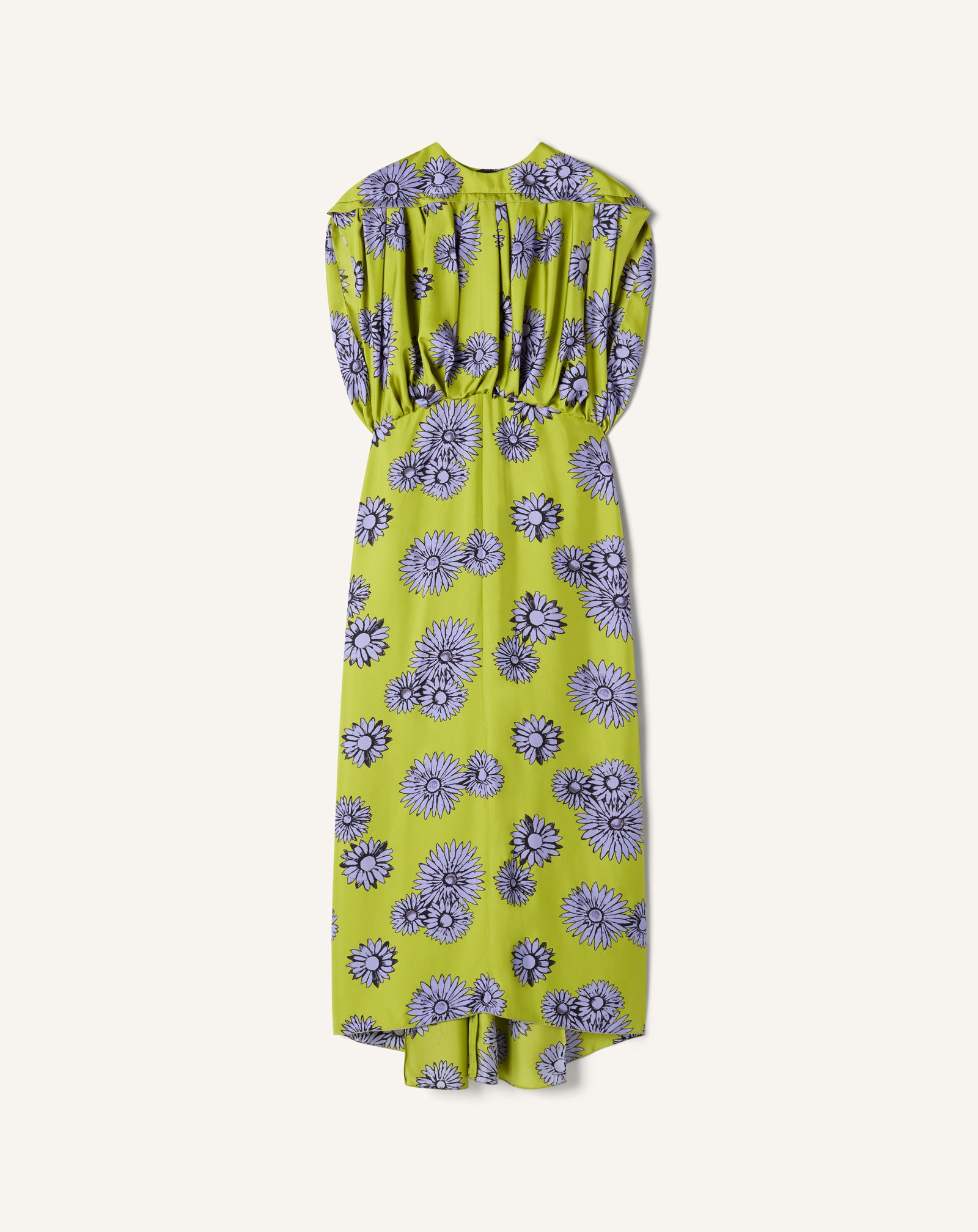 GREEN PRINTED SILK MIDI DRESS
