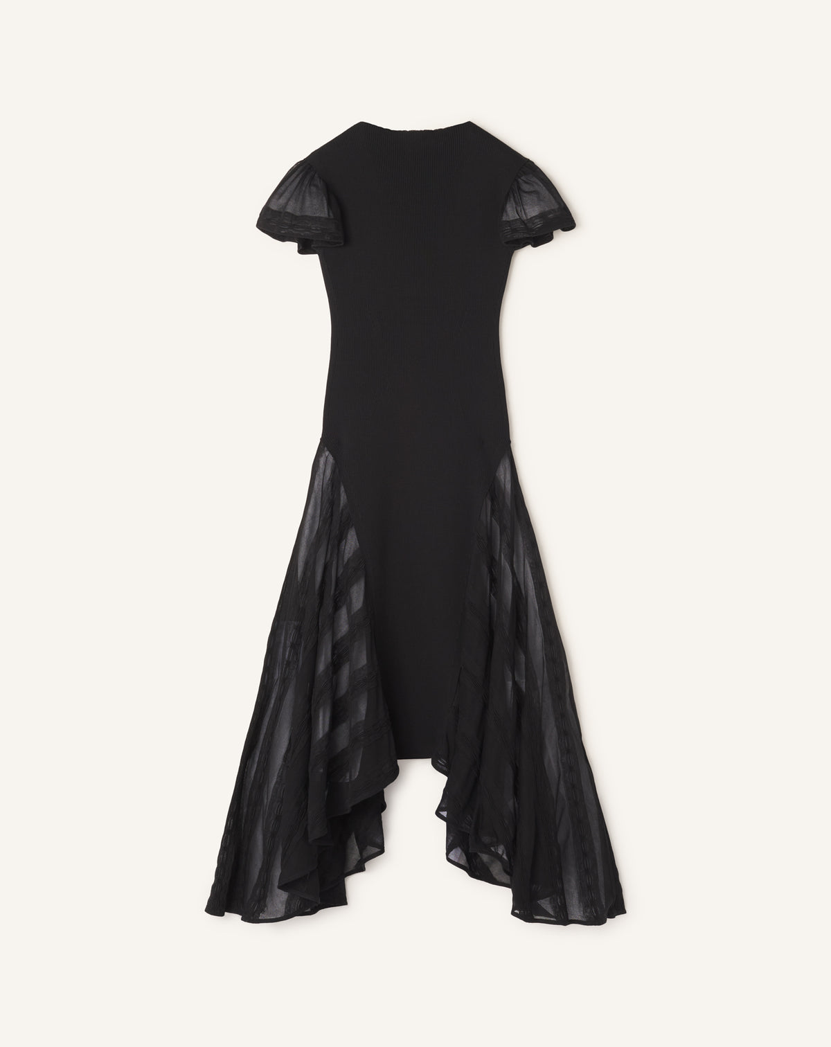 BLACK GODET-FLARE DRESS IN SILK AND COTTON