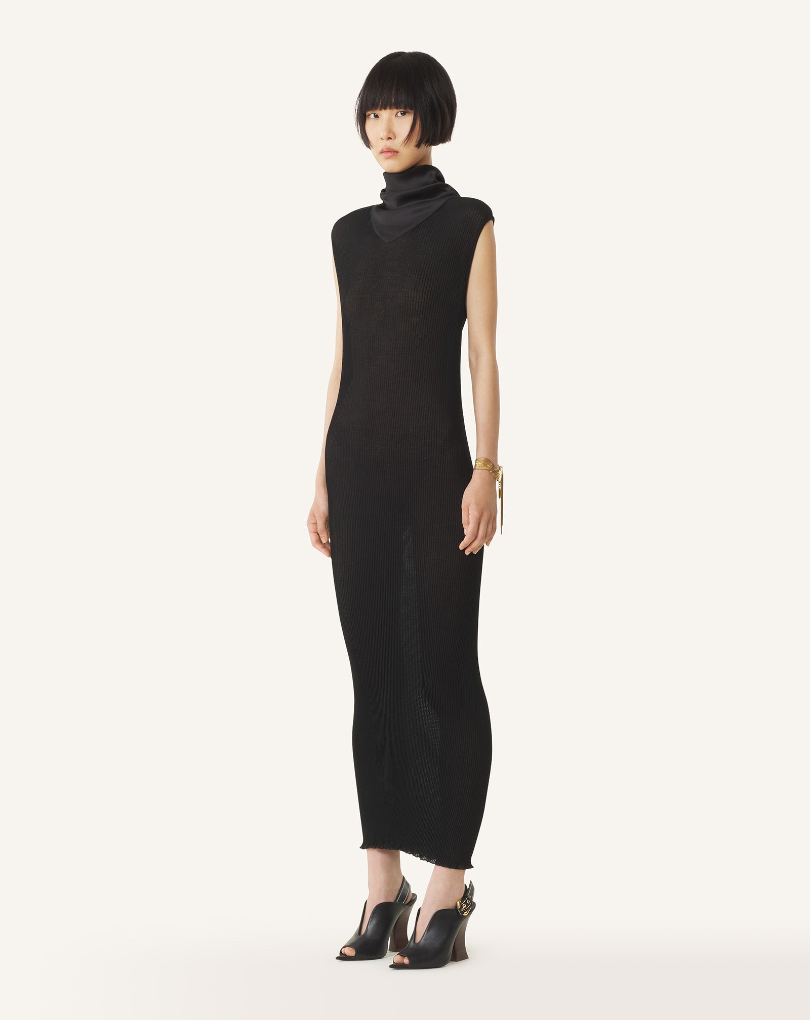 PLEATED JERSEY DRESS
