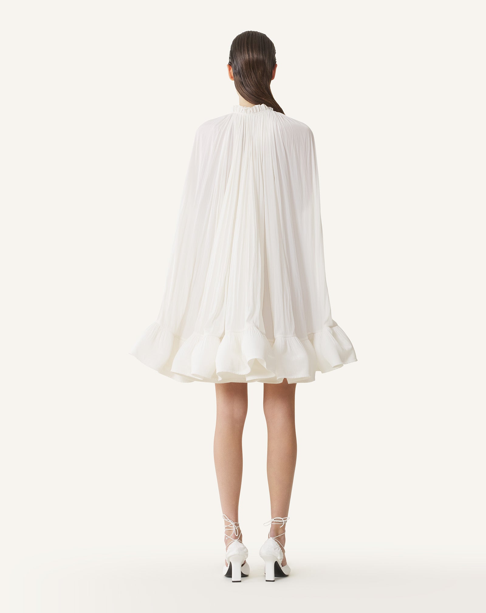 WHITE SHORT CHARMEUSE DRESS