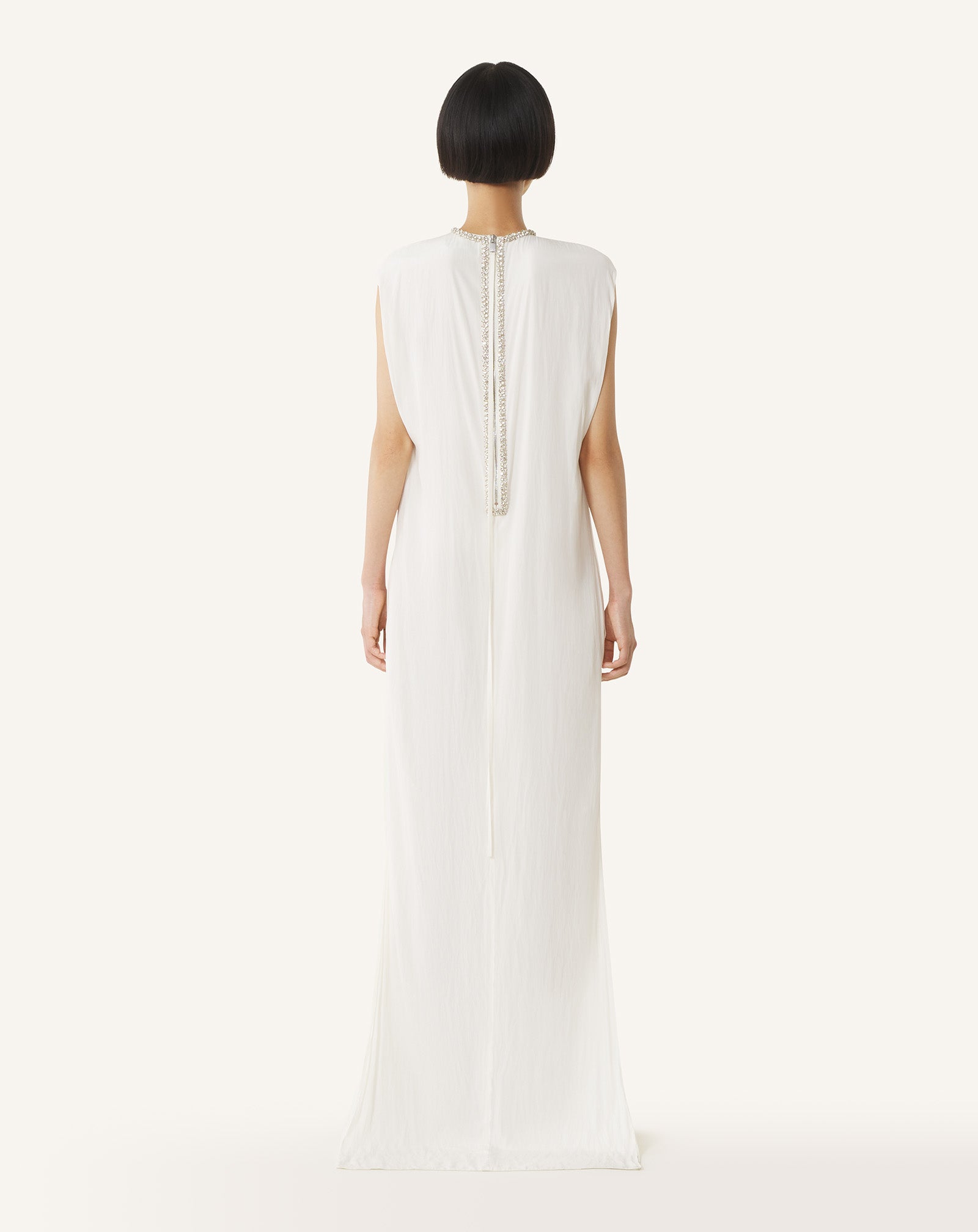EMBROIDERED DRESS IN CHARMEUSE