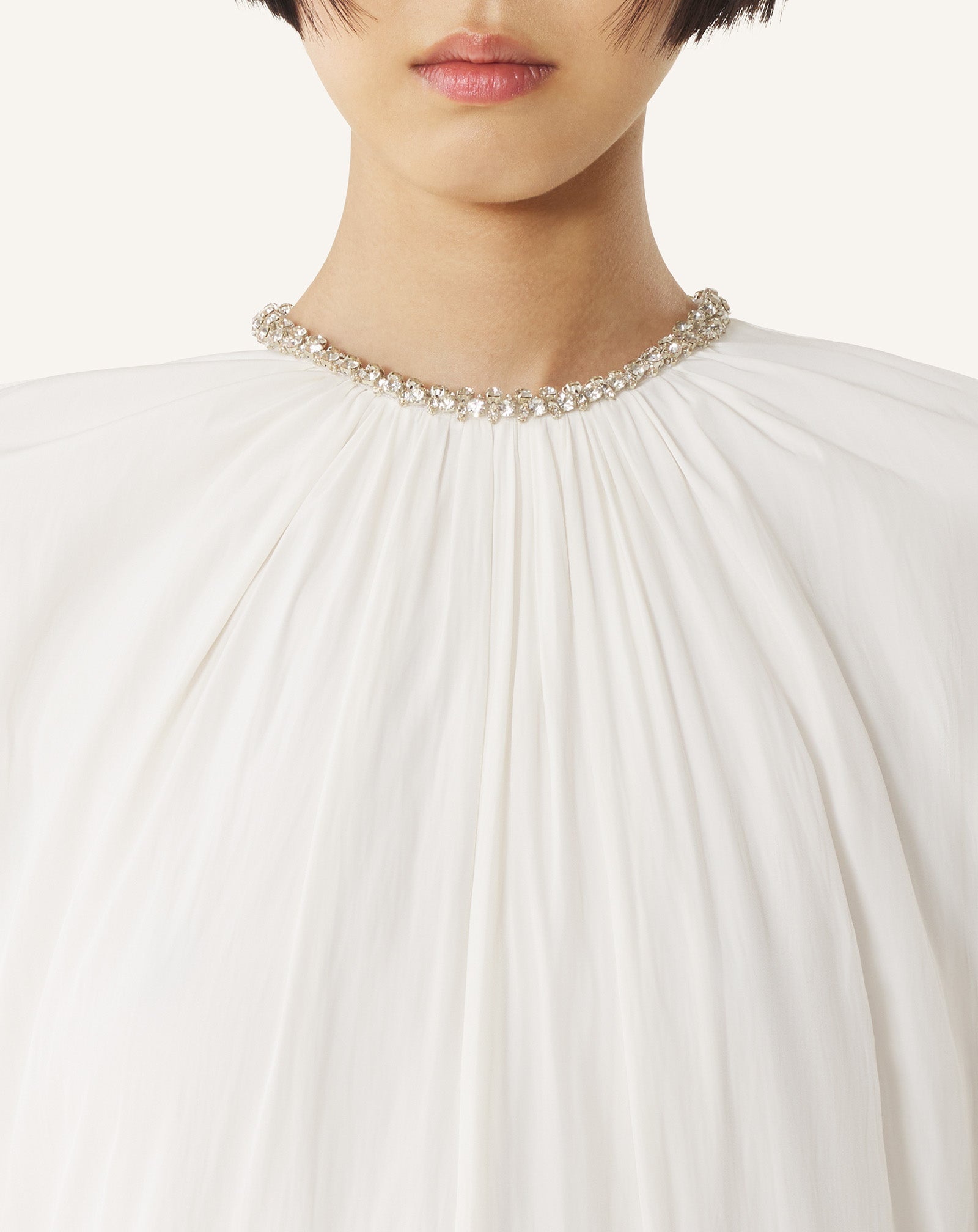 EMBROIDERED DRESS IN CHARMEUSE