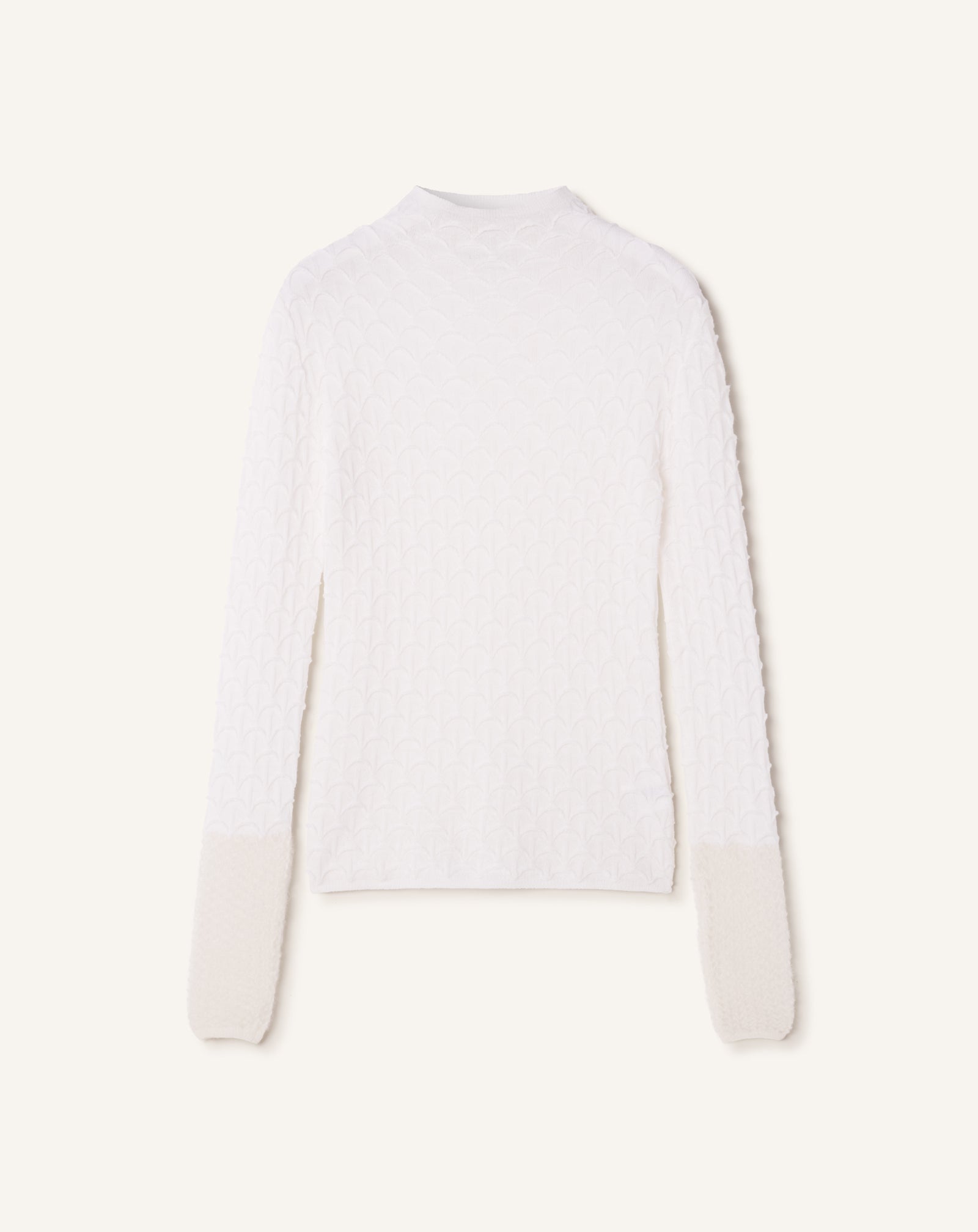 WHITE  HIGH-NECK TOP IN WOOL AND MOHAIR