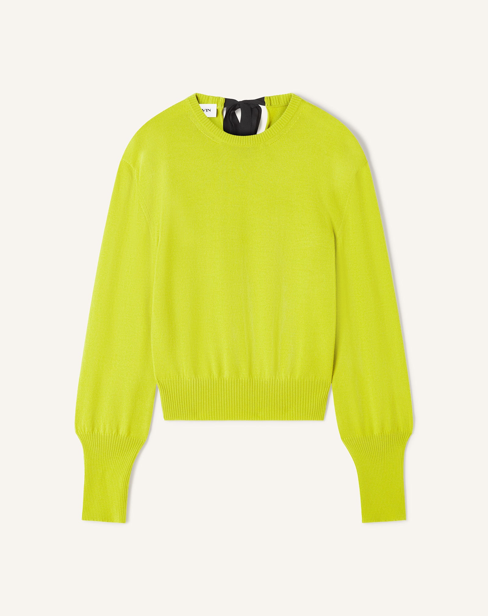 GREEN WOOL SWEATER WITH GROS GRAIN DETAIL