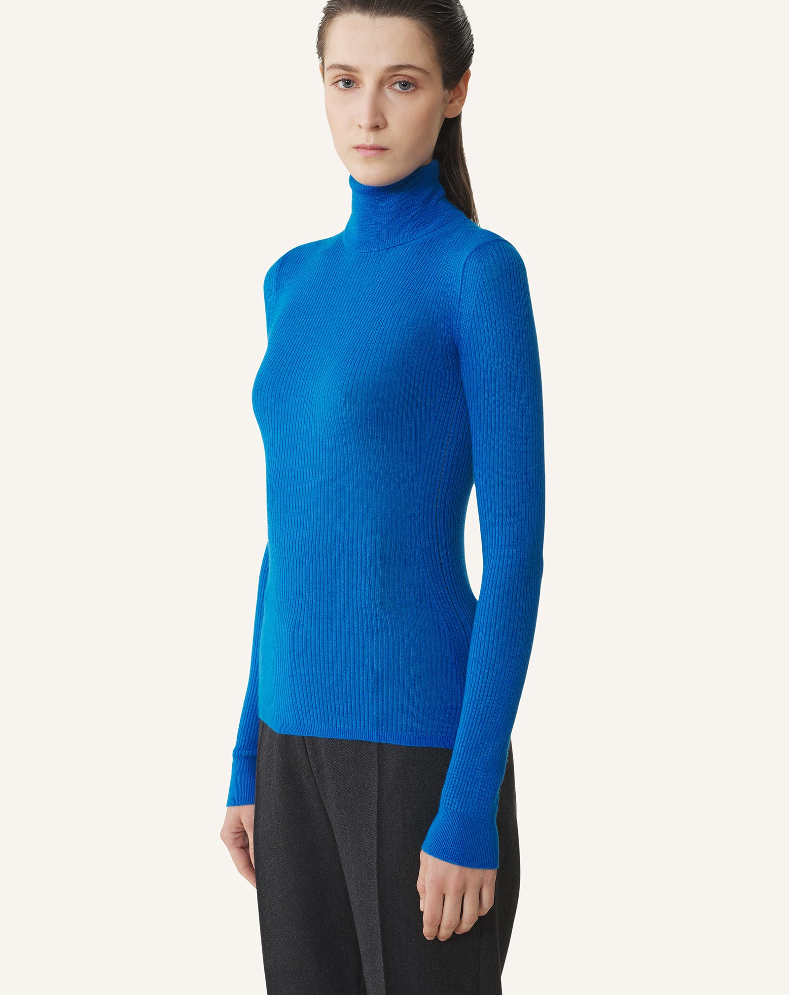 MERINO WOOL AND SILK TURTLENECK SWEATER