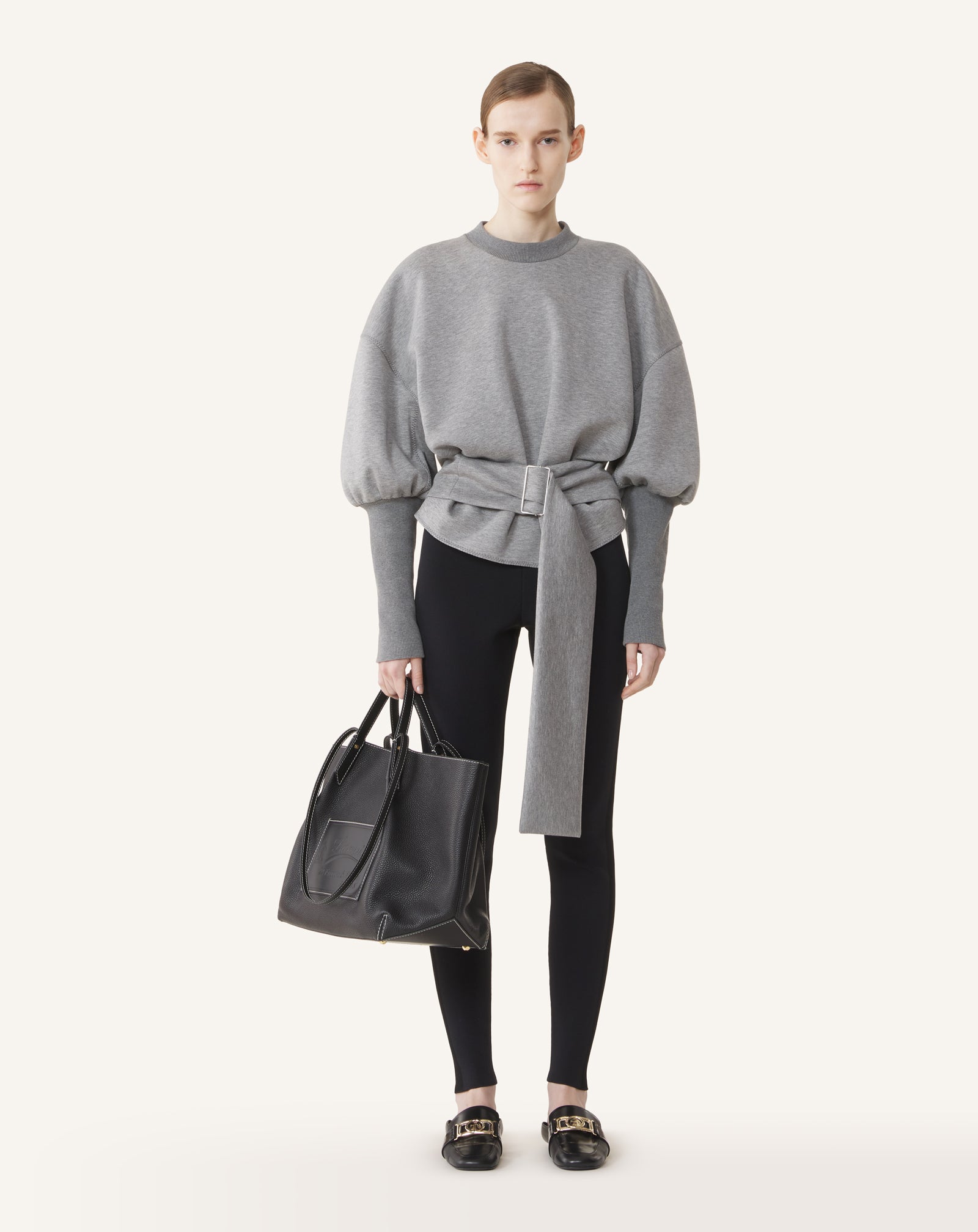 BELTED SWEATSHIRT IN DOUBLE-FACED JERSEY