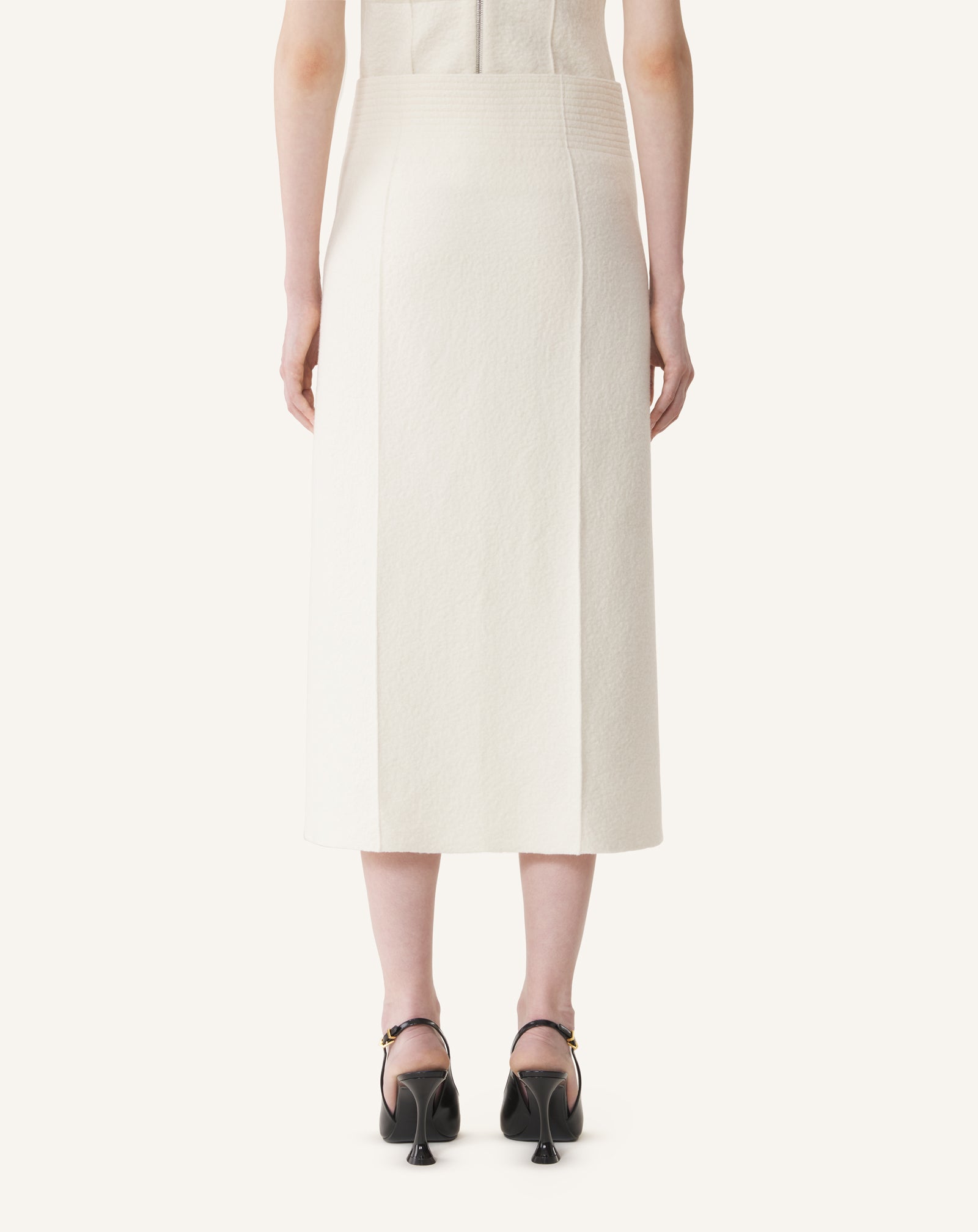 WHITE FRINGED SKIRT IN COTTON KNIT