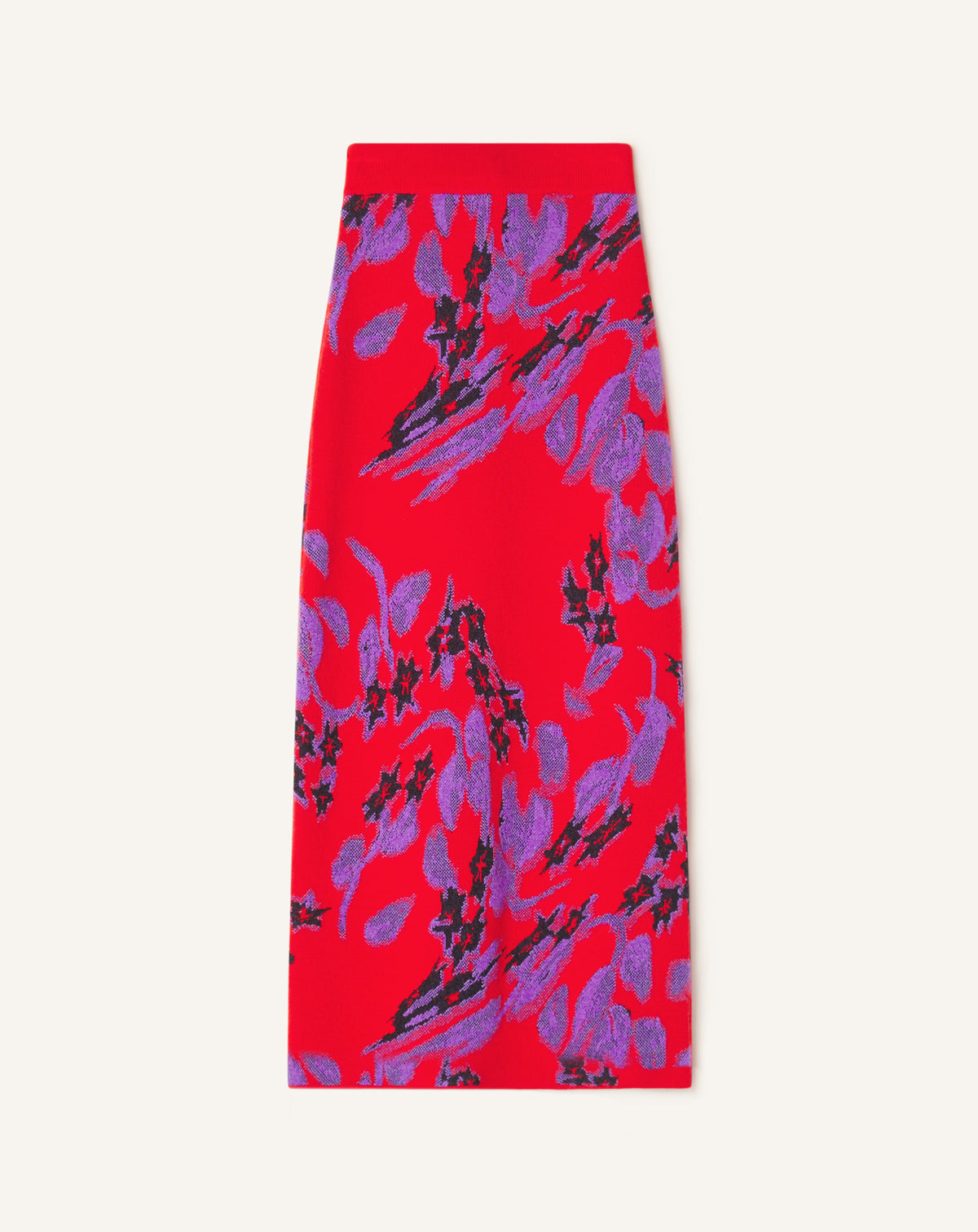 RED JACQUARD MIDI SKIRT