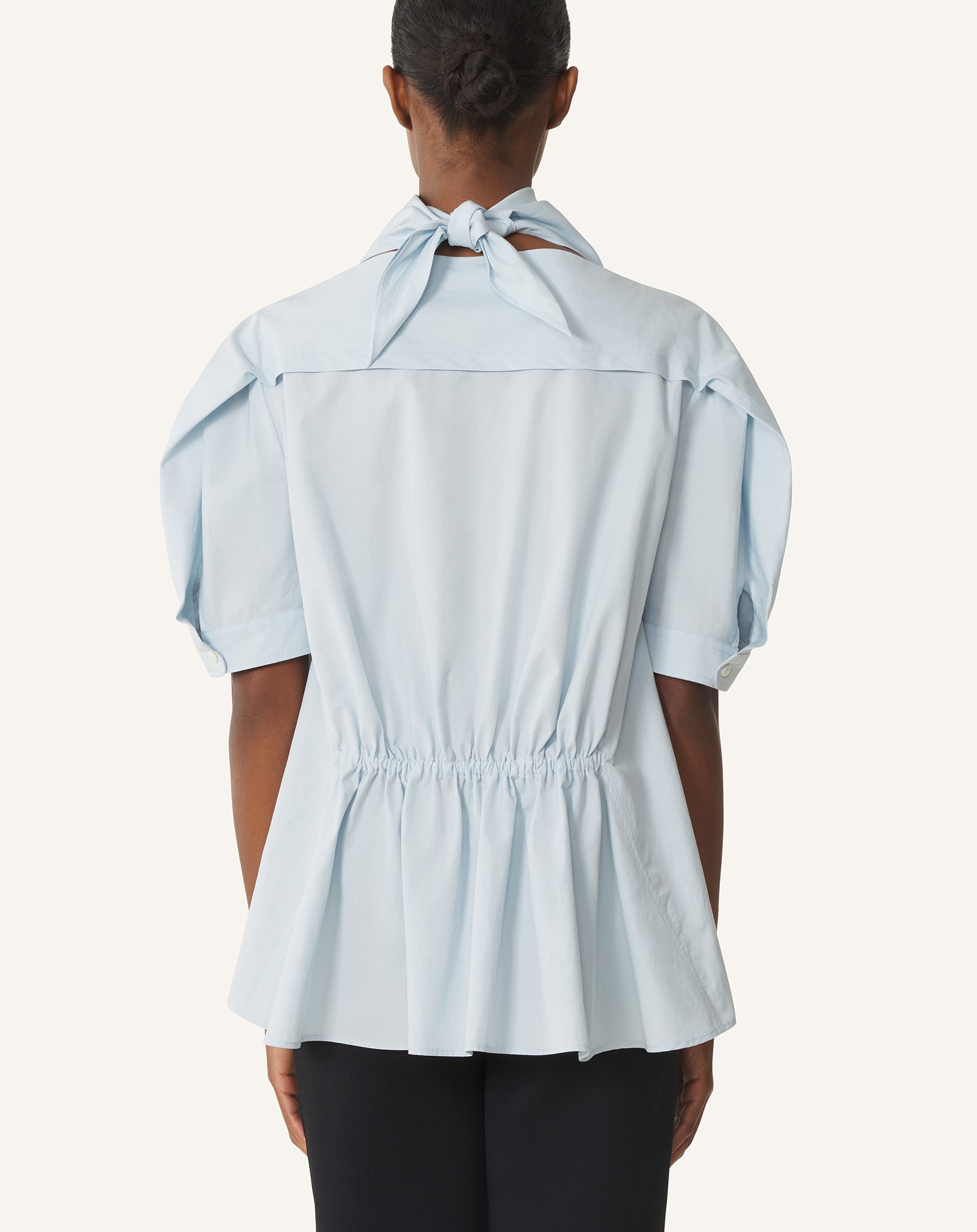 BLUE SCARF TOP IN COTTON POPLIN