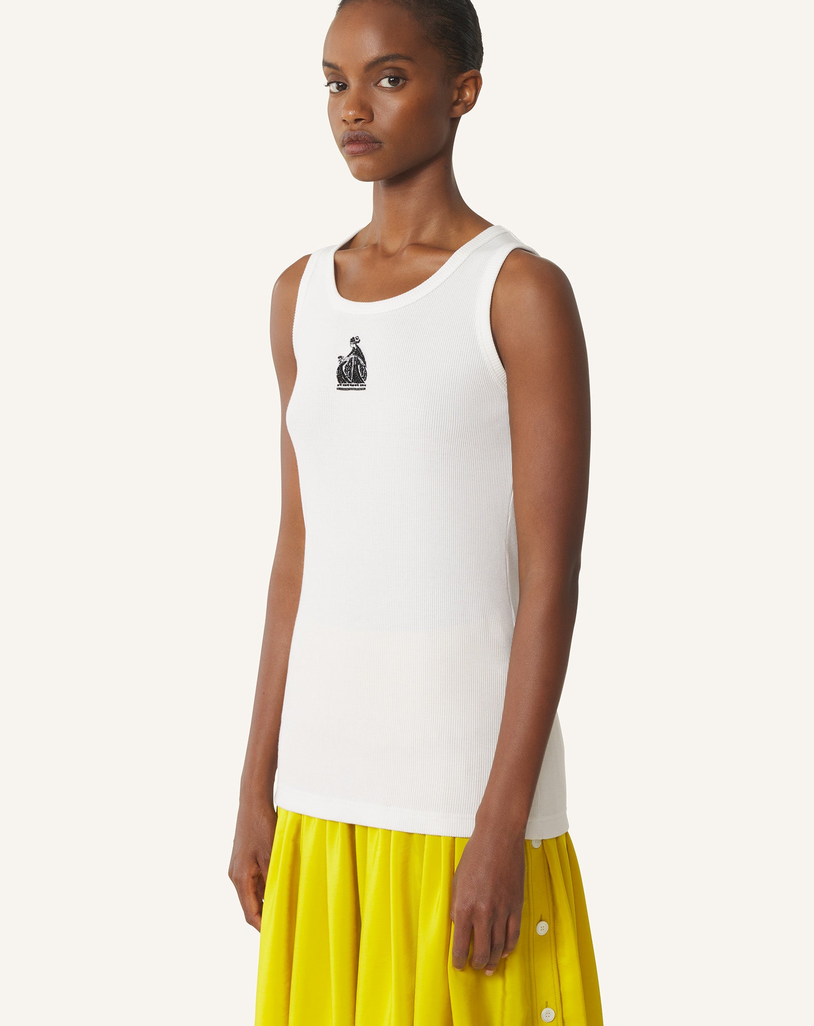 WHITE MOTHER AND CHILD RIBBED TANK TOP