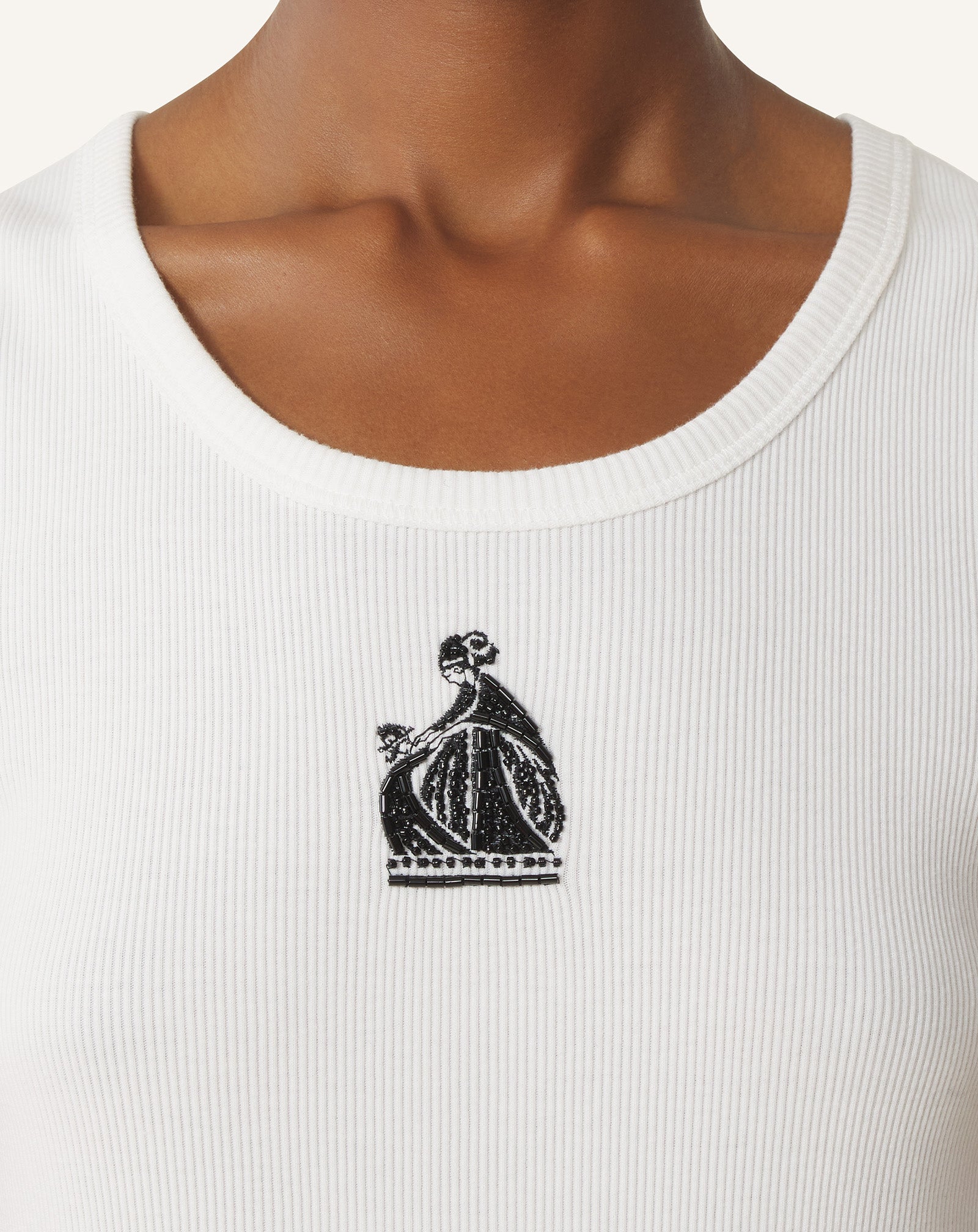WHITE MOTHER AND CHILD RIBBED TANK TOP