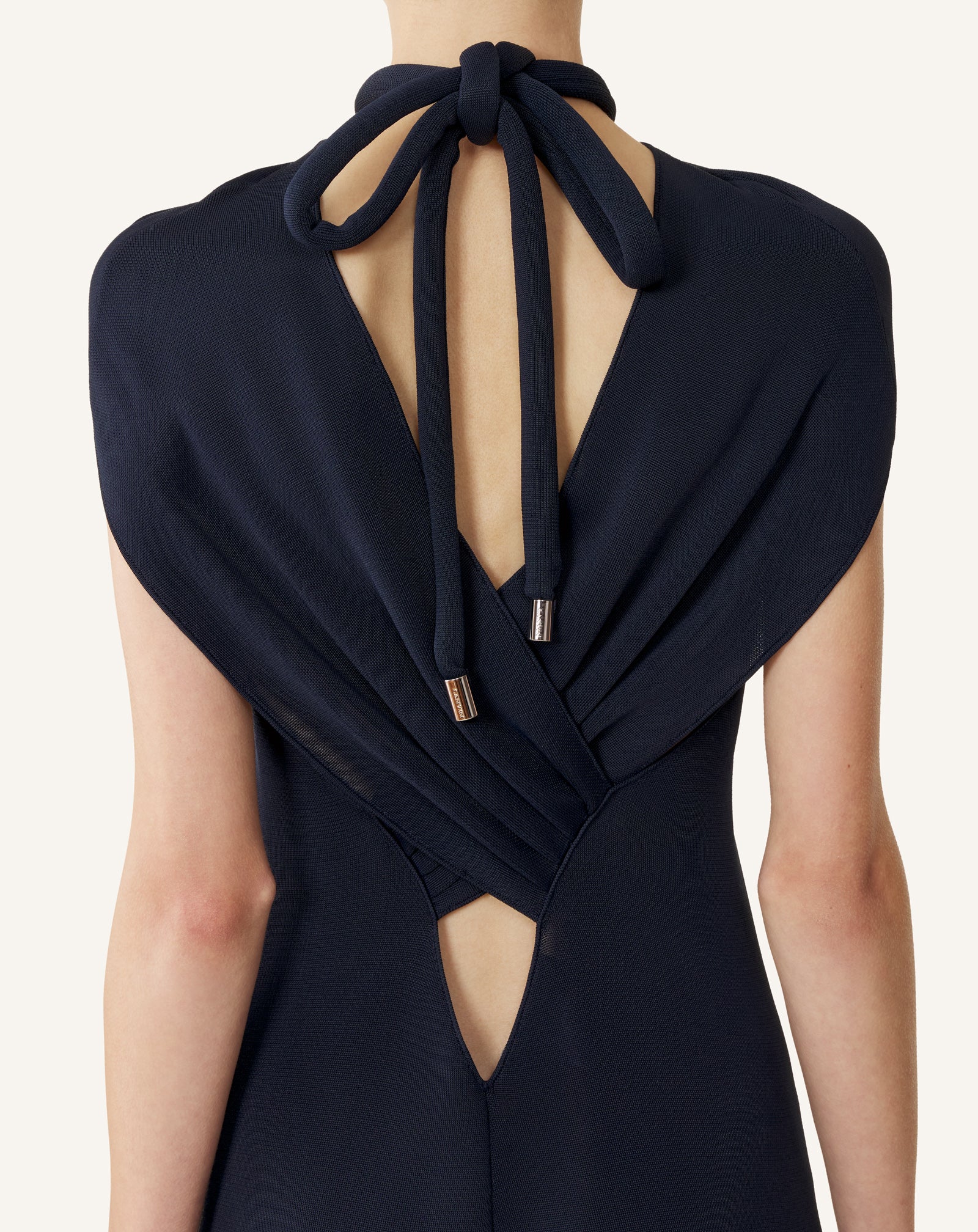 BLUE TIE-NECK TOP IN VISCOSE