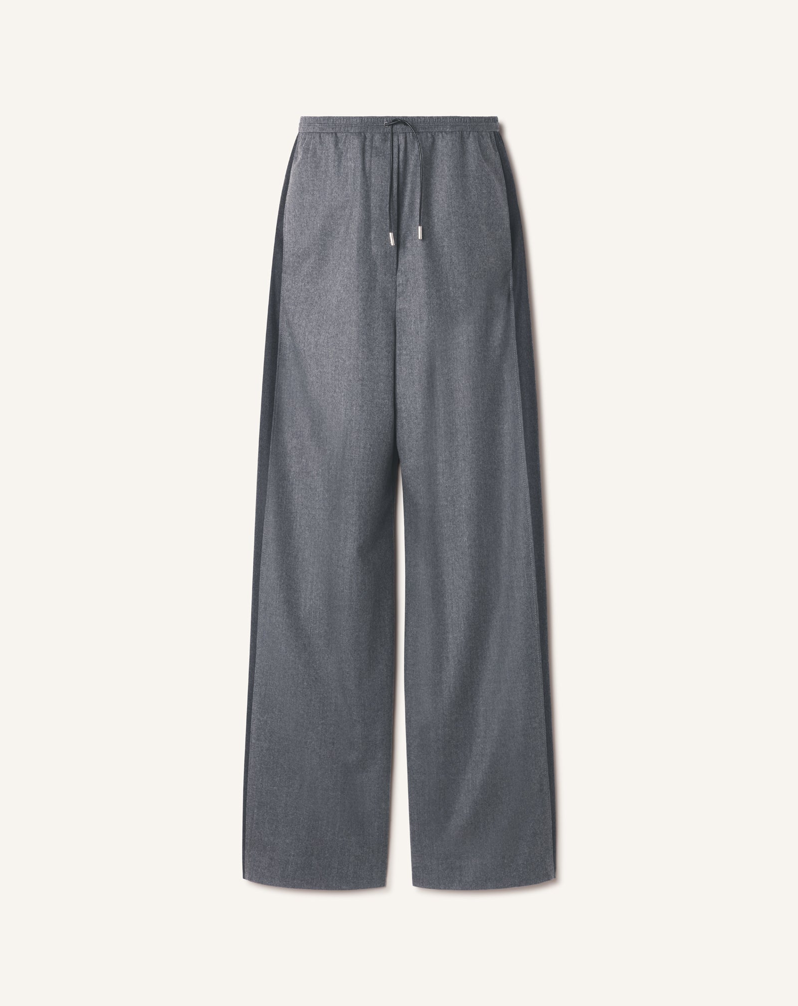 GREY WIDE PANTS IN WOOL FLANNEL