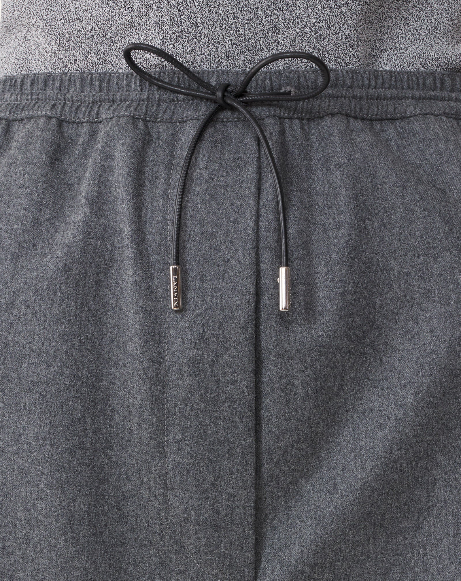 GREY WIDE PANTS IN WOOL FLANNEL