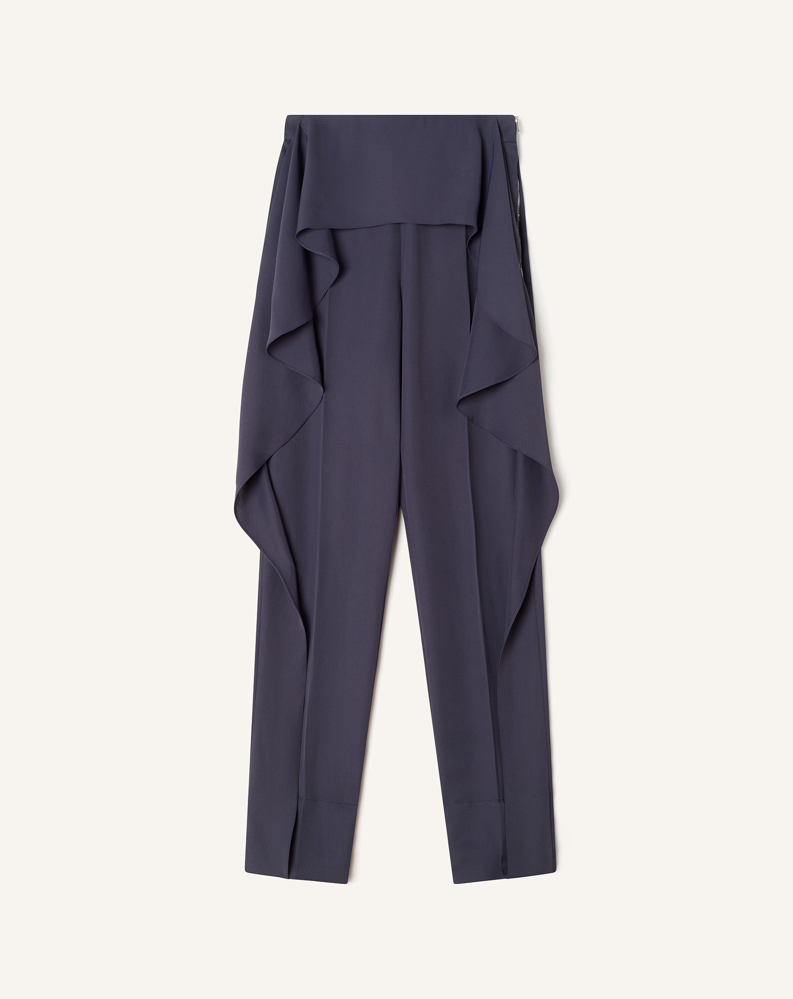 BLUE FRILLED TWILL PANTS