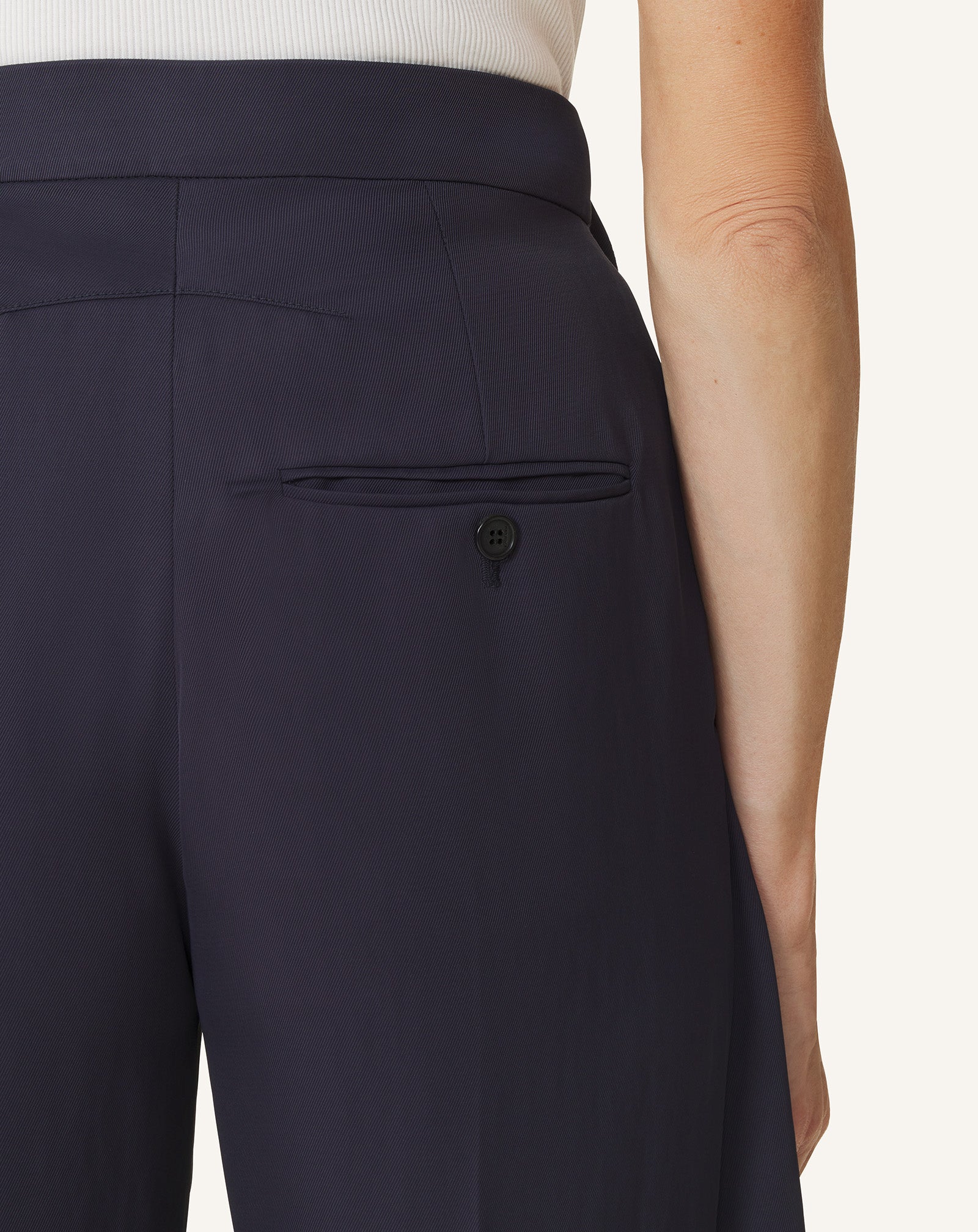 BLUE FRILLED TWILL PANTS