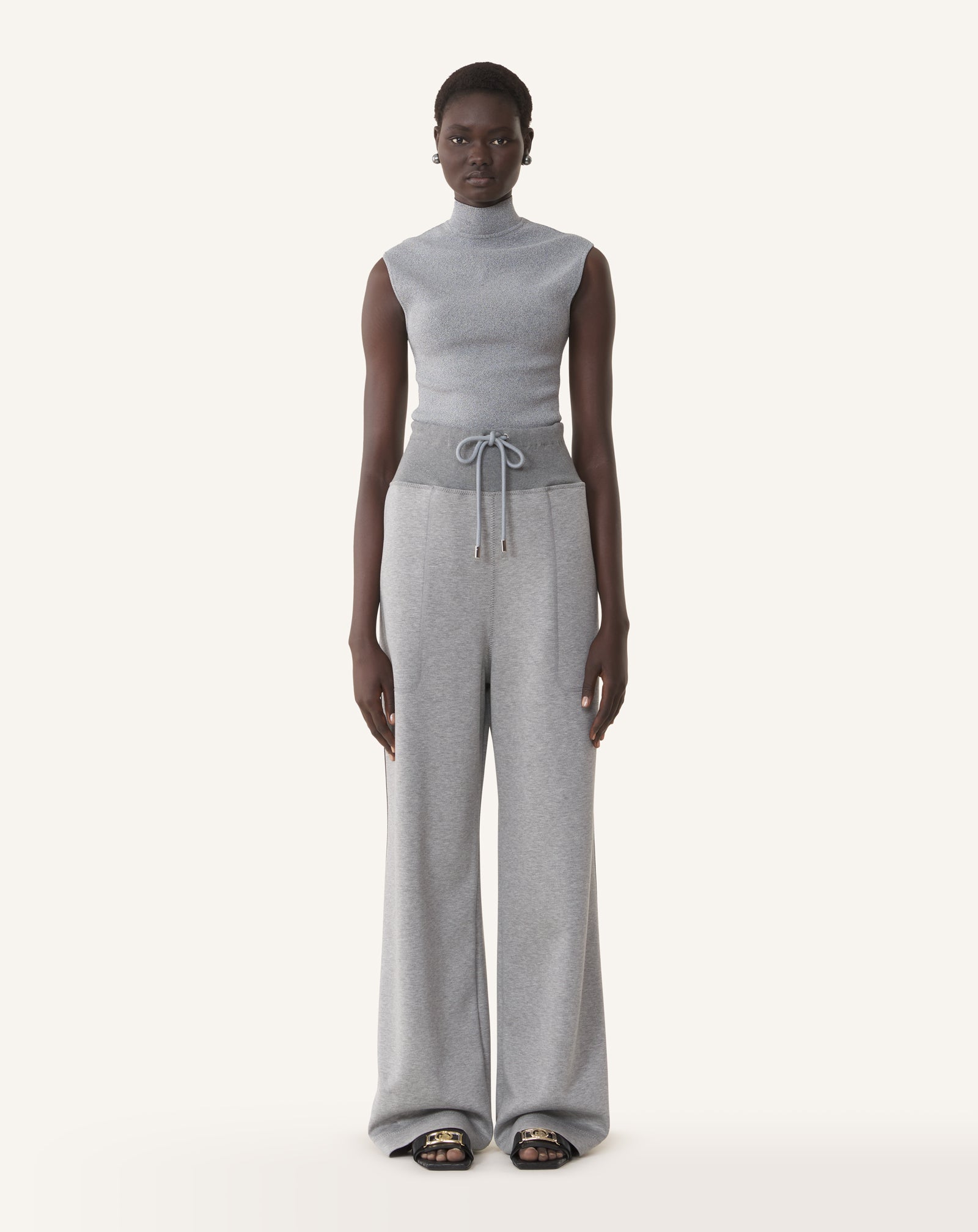 GREY WIDE JOGGING SUIT IN DOUBLE-FACED JERSEY