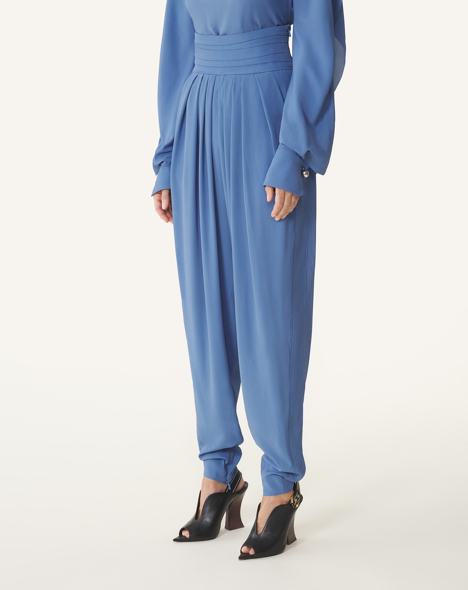 DRAPED PANTS IN CREPE DE CHINE