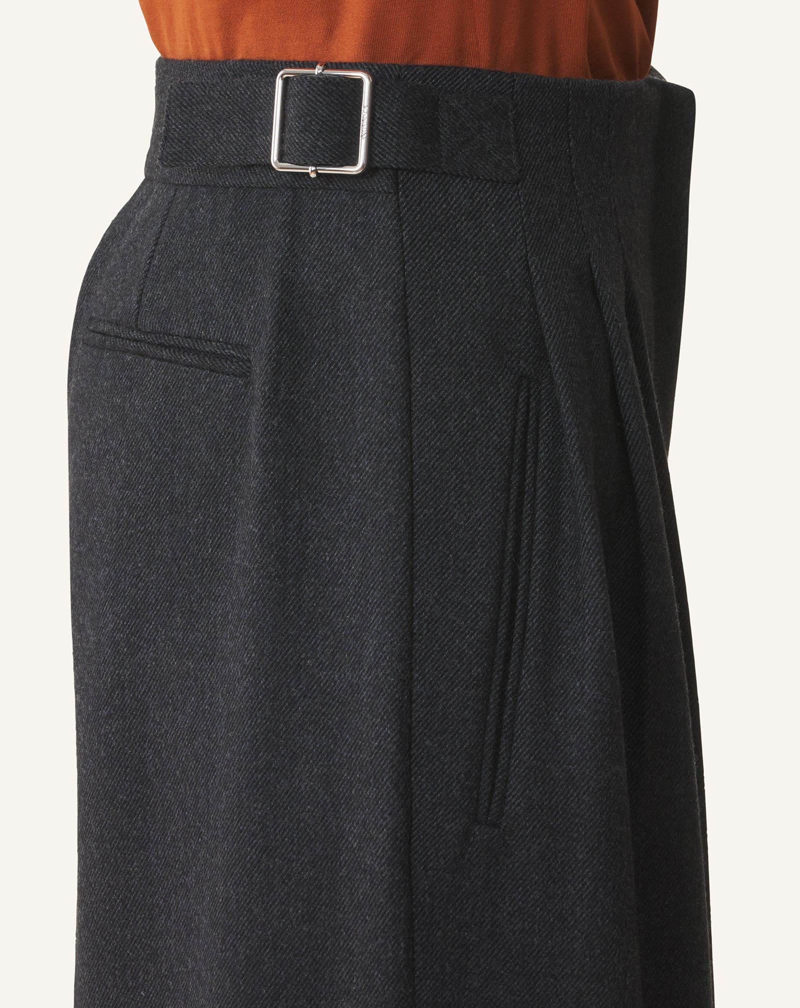 WIDE-LEG FLANNEL PANTS