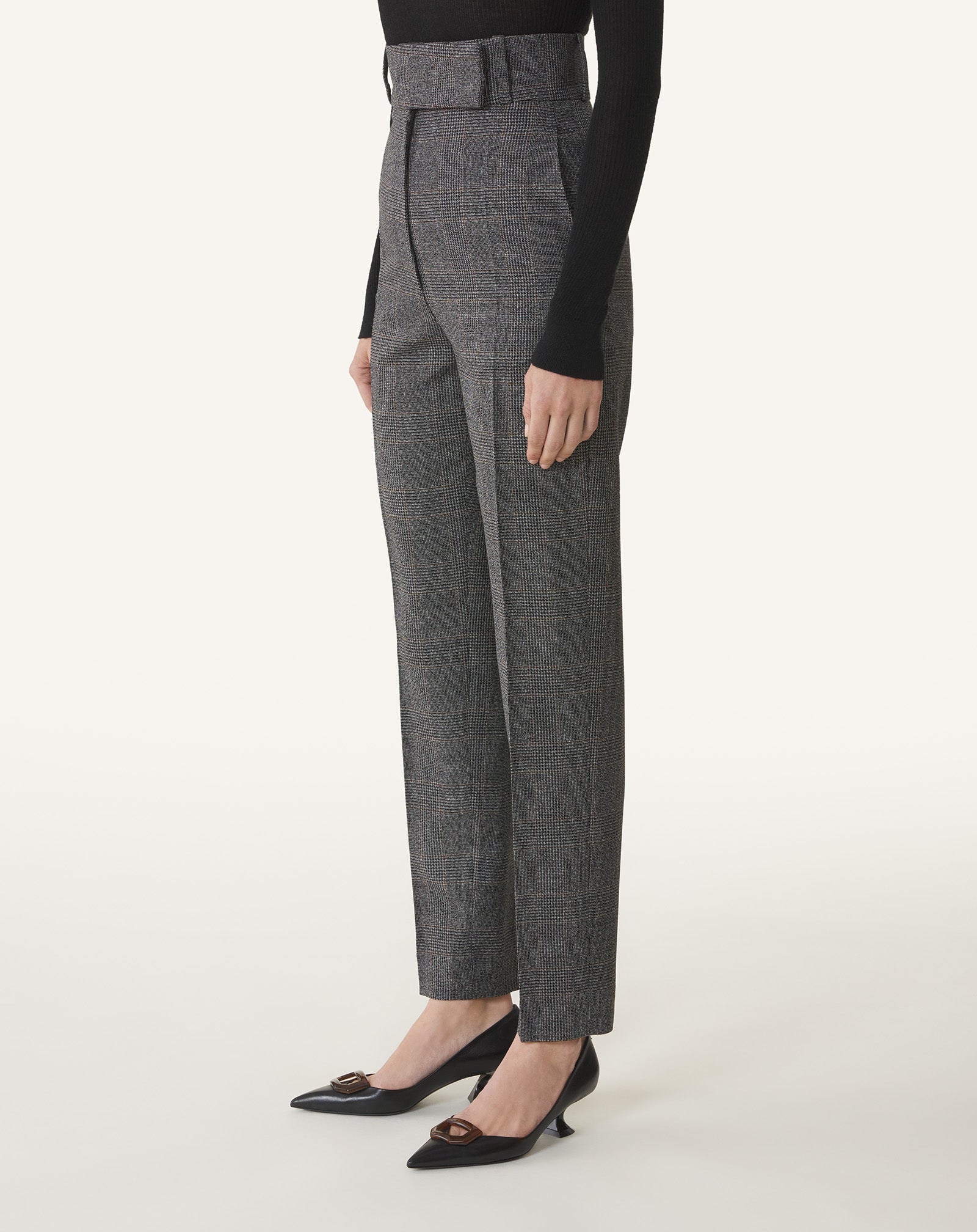 PRINCE OF WALES WOOL CIGARETTE PANTS