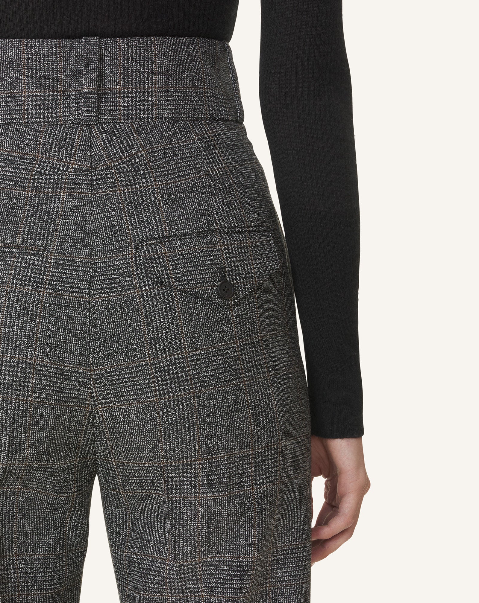 PRINCE OF WALES WOOL CIGARETTE PANTS