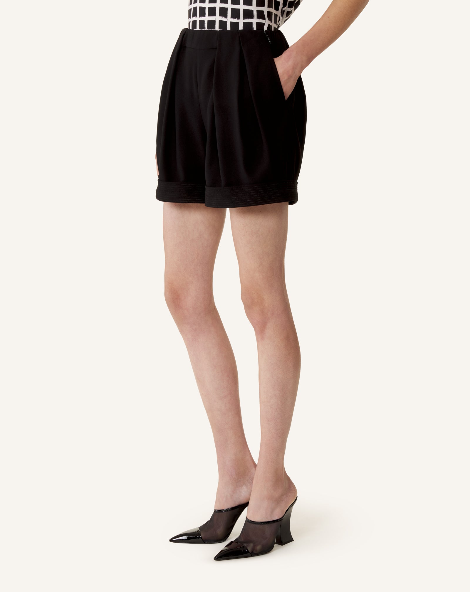 BLACK CREPE SHORTS