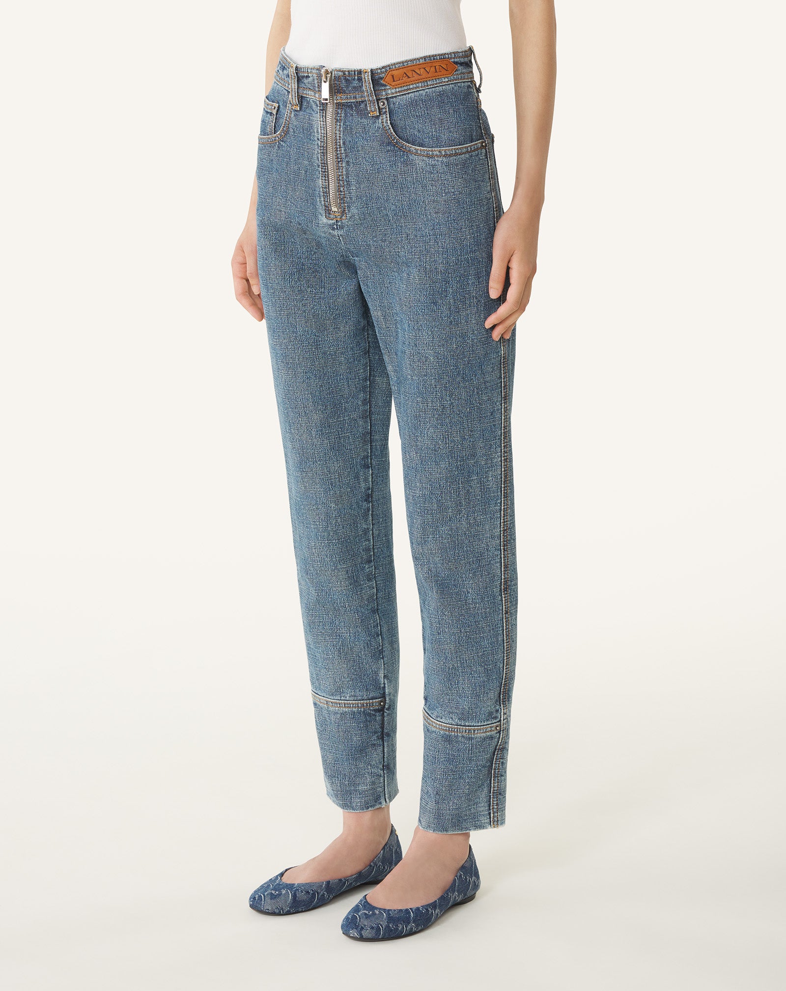ZIPPED DENIM PANTS