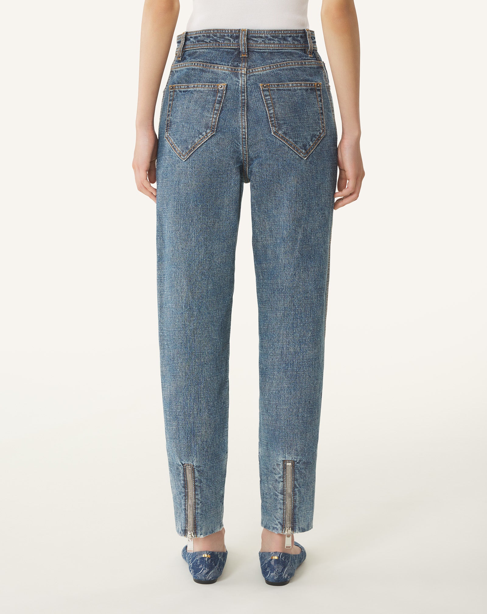 ZIPPED DENIM PANTS
