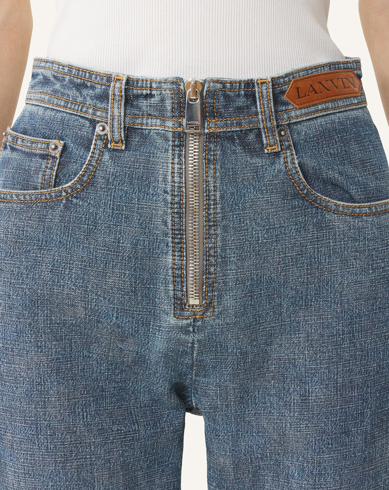 ZIPPED DENIM PANTS