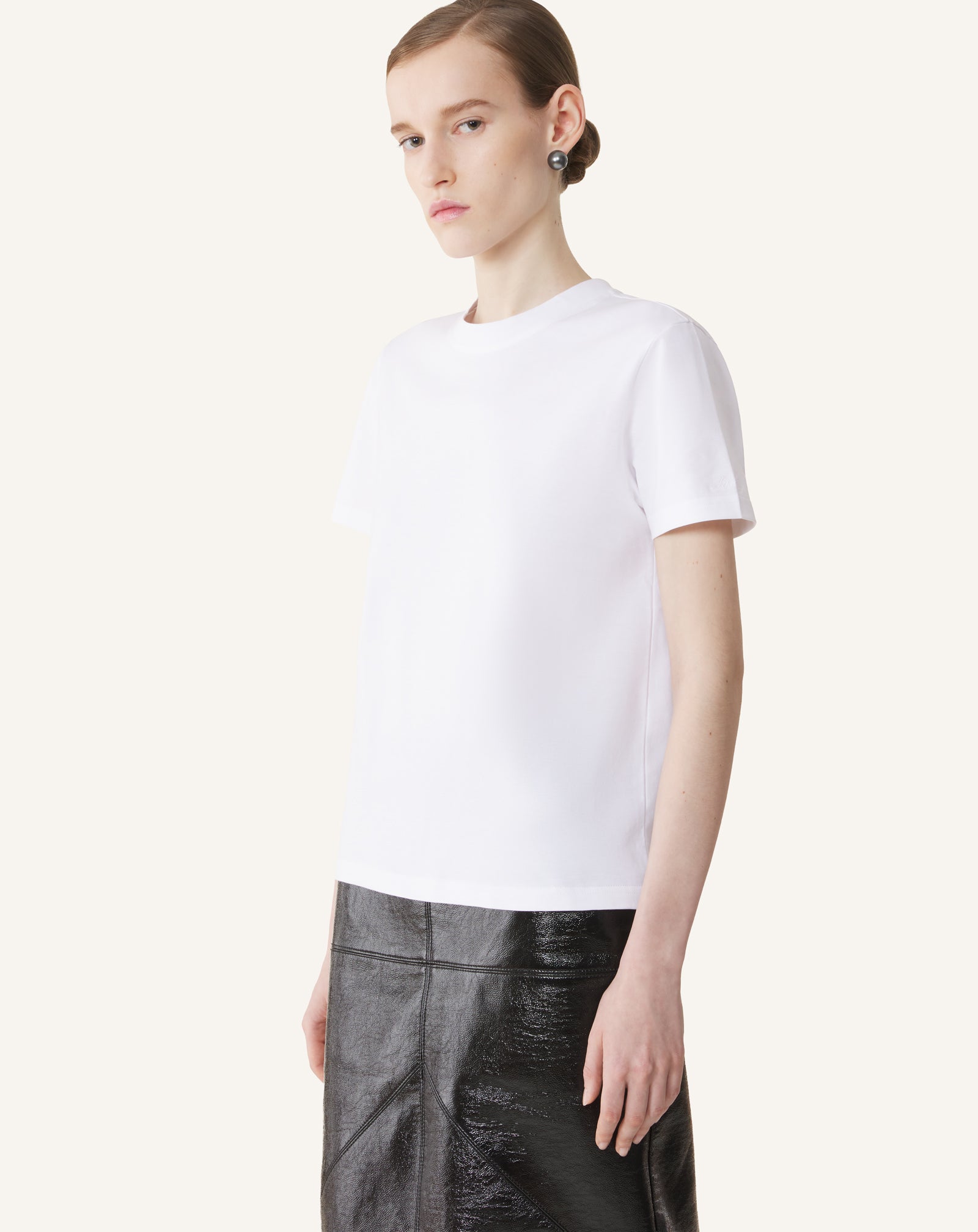 COTTON T-SHIRT WITH RIBBON DETAIL