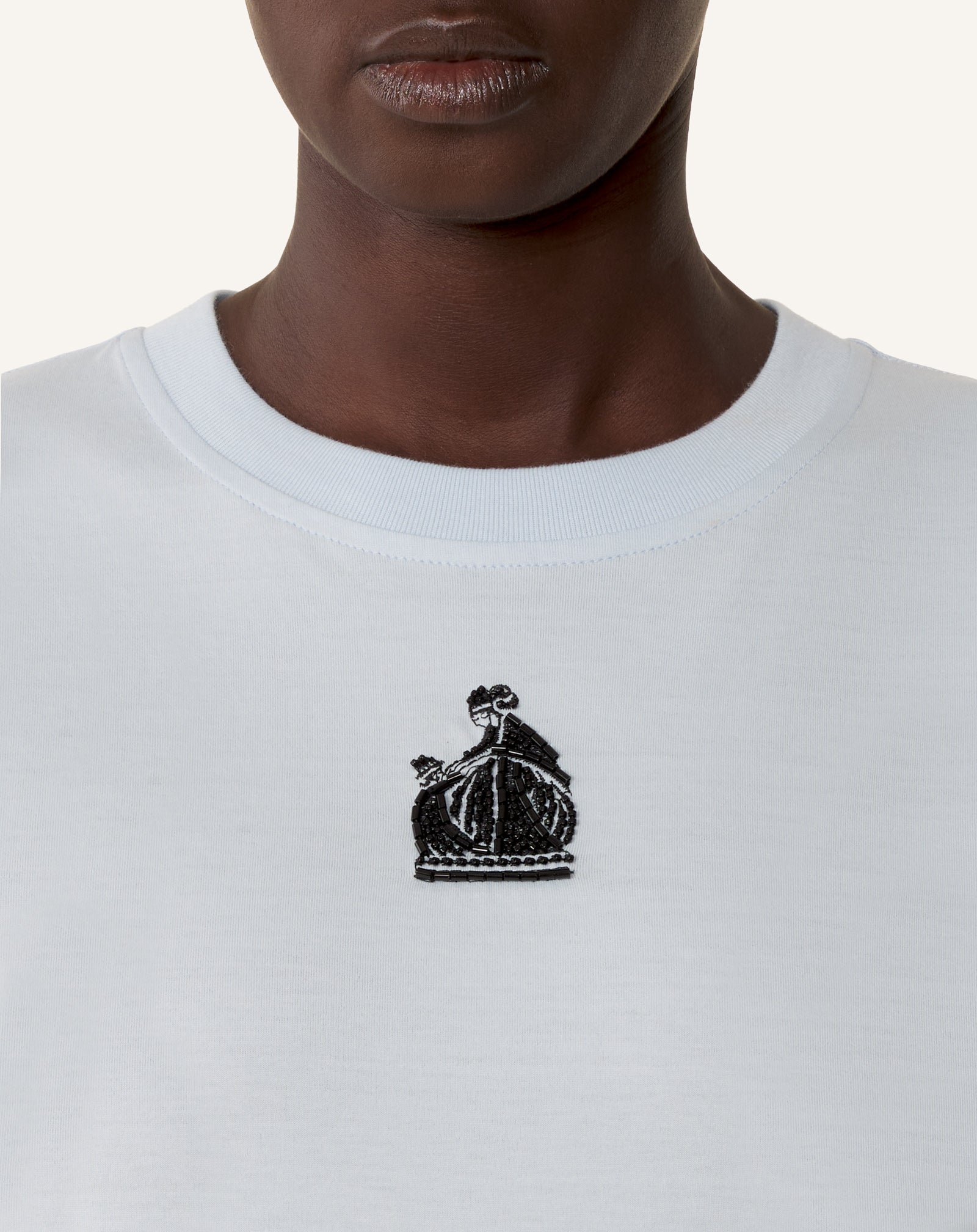 BLUE MOTHER AND CHILD EMBROIDERED COTTON JERSEY T-SHIRT