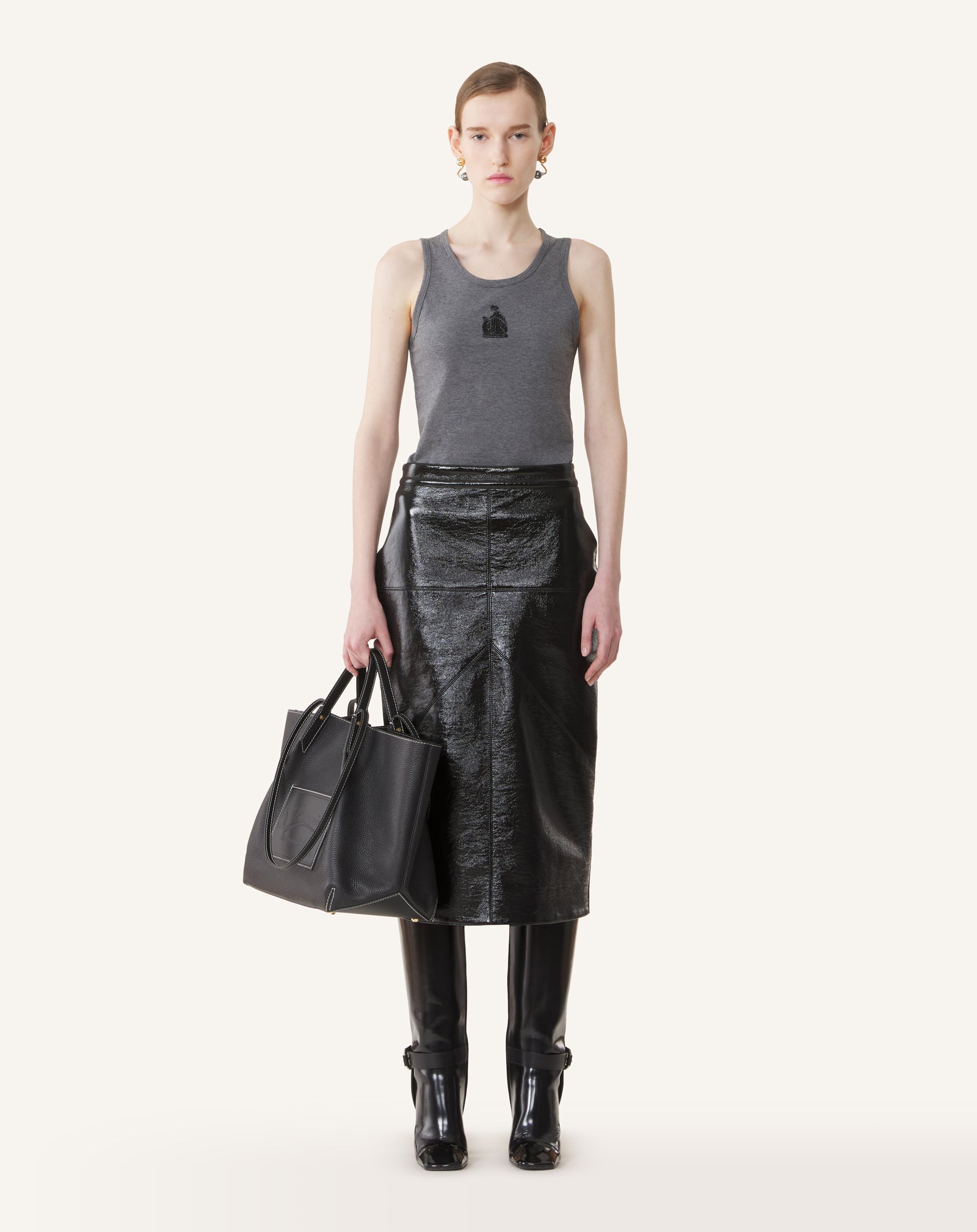 GREY MOTHER AND DAUGHTER EMBROIDERED JERSEY TANK TOP