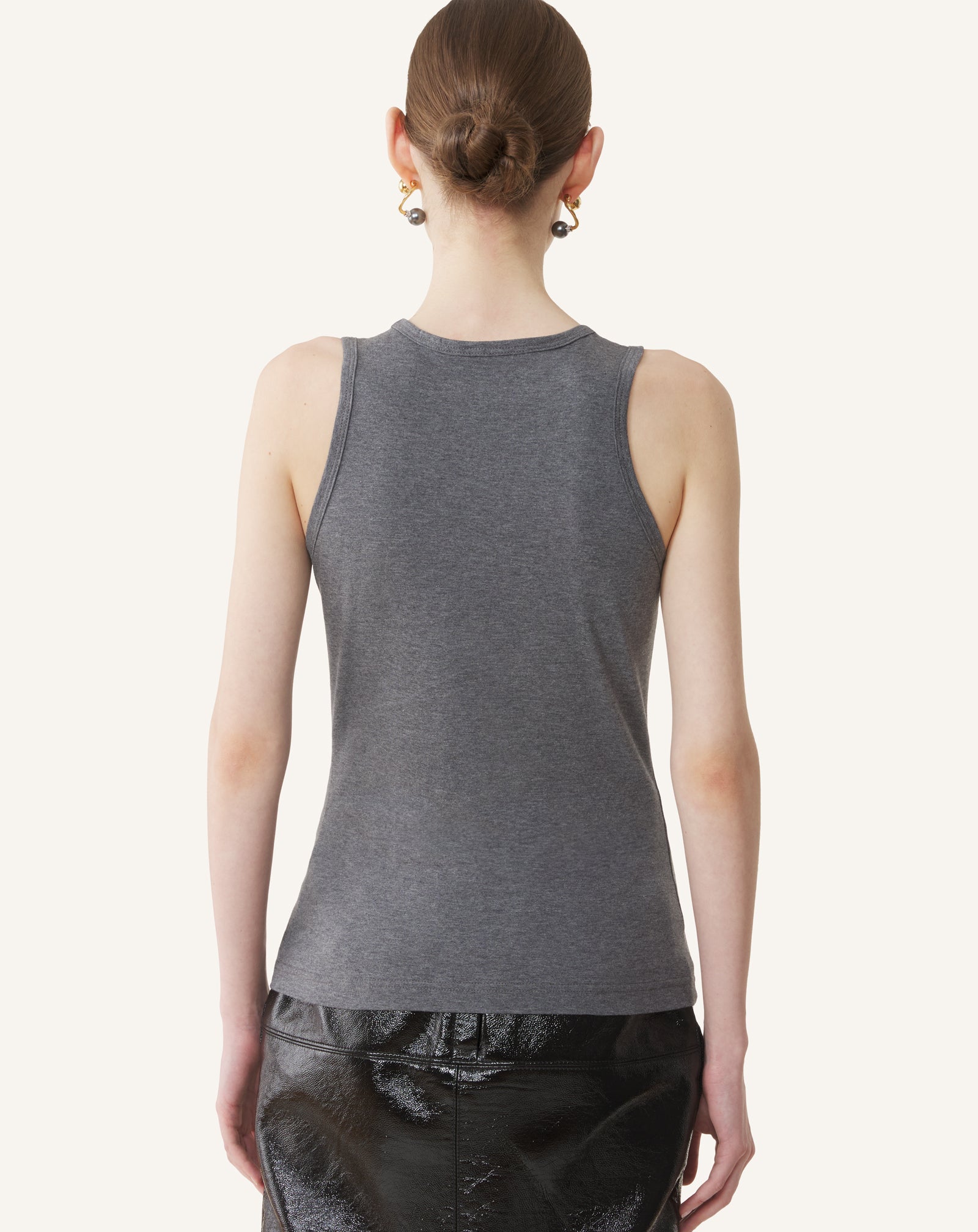 GREY MOTHER AND DAUGHTER EMBROIDERED JERSEY TANK TOP