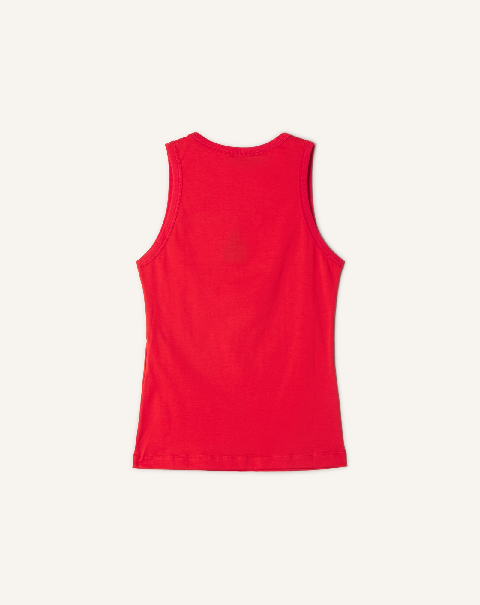 RED MOTHER AND CHILD EMBROIDERED COTTON JERSEY TANK TOP