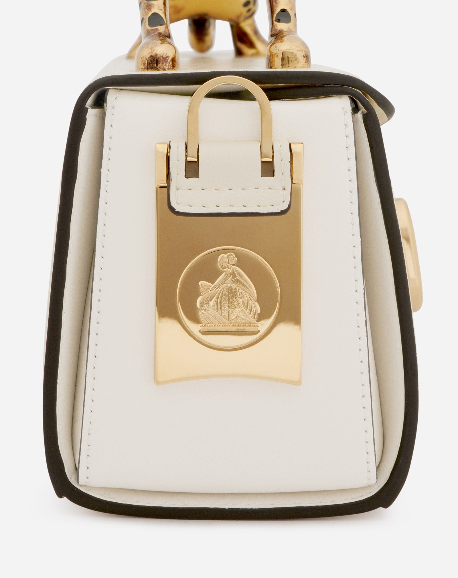 PENCIL CAT BAG IN SHINY CALFSKIN LEATHER AND RHINESTONES