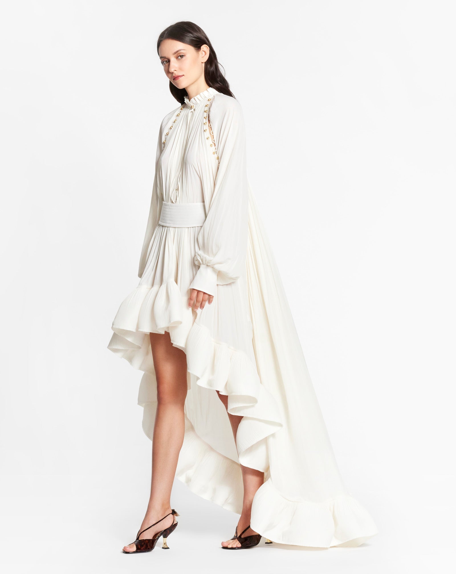 ASYMMETRICAL CHARMEUSE DRESS