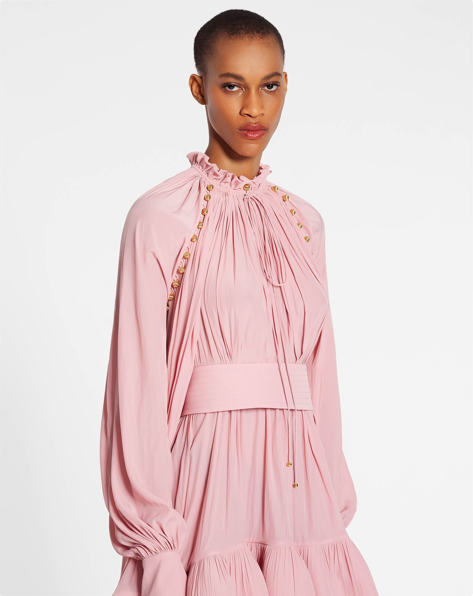 ASYMMETRICAL CHARMEUSE DRESS