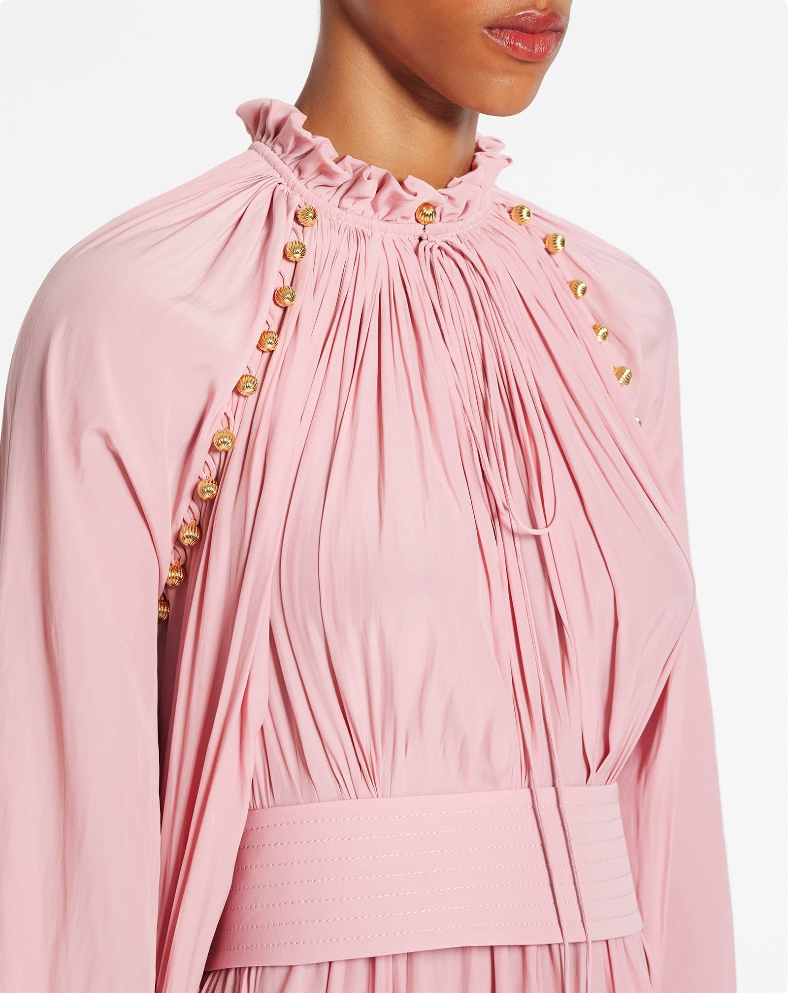 PINK ASYMMETRICAL CHARMEUSE DRESS